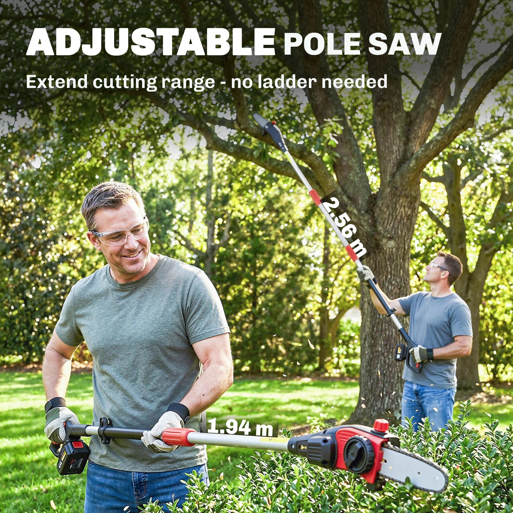 18V 8" Cordless Pole Chainsaw with 2 Batteries and Charger - Image 6