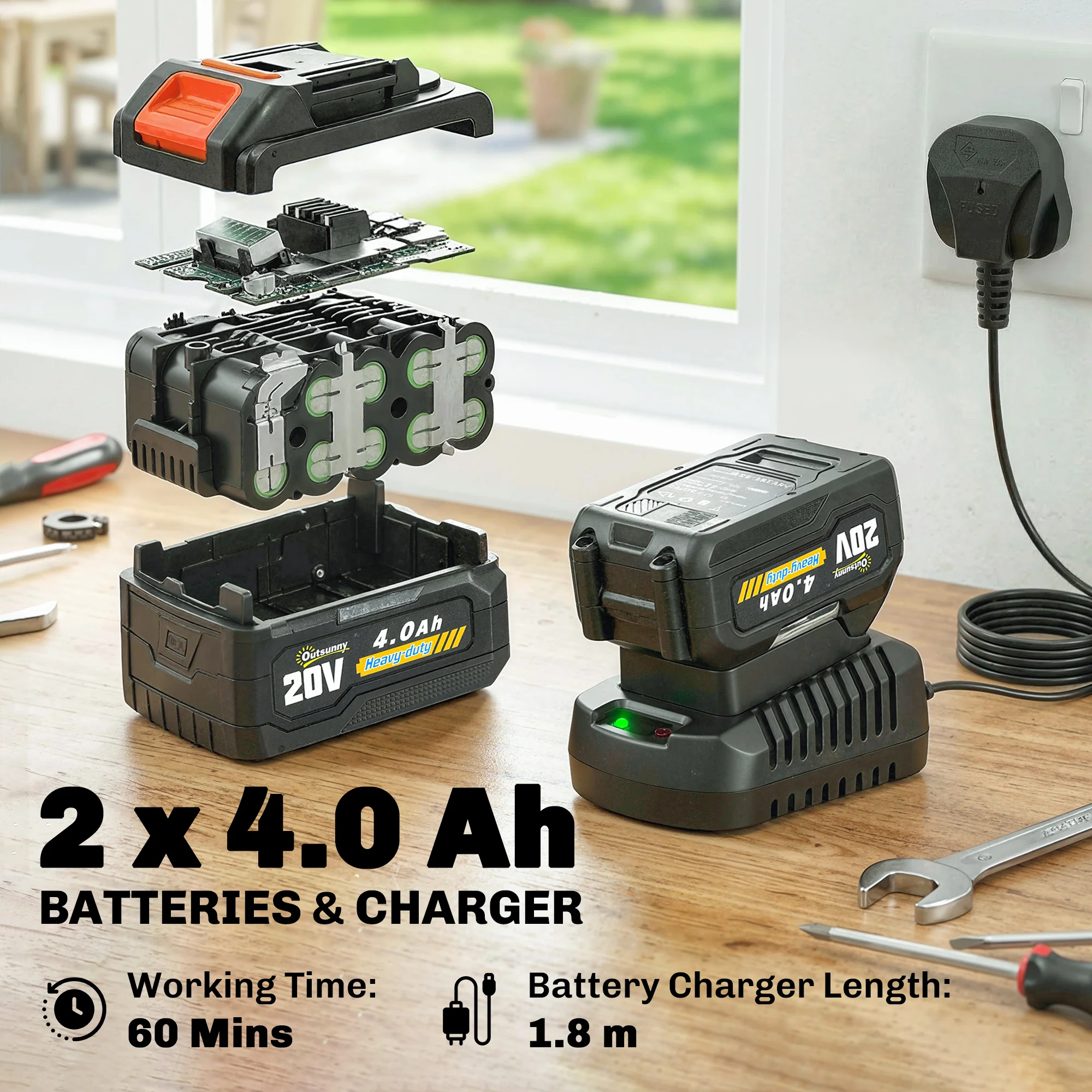 18V 8" Cordless Pole Chainsaw with 2 Batteries and Charger - Image 8