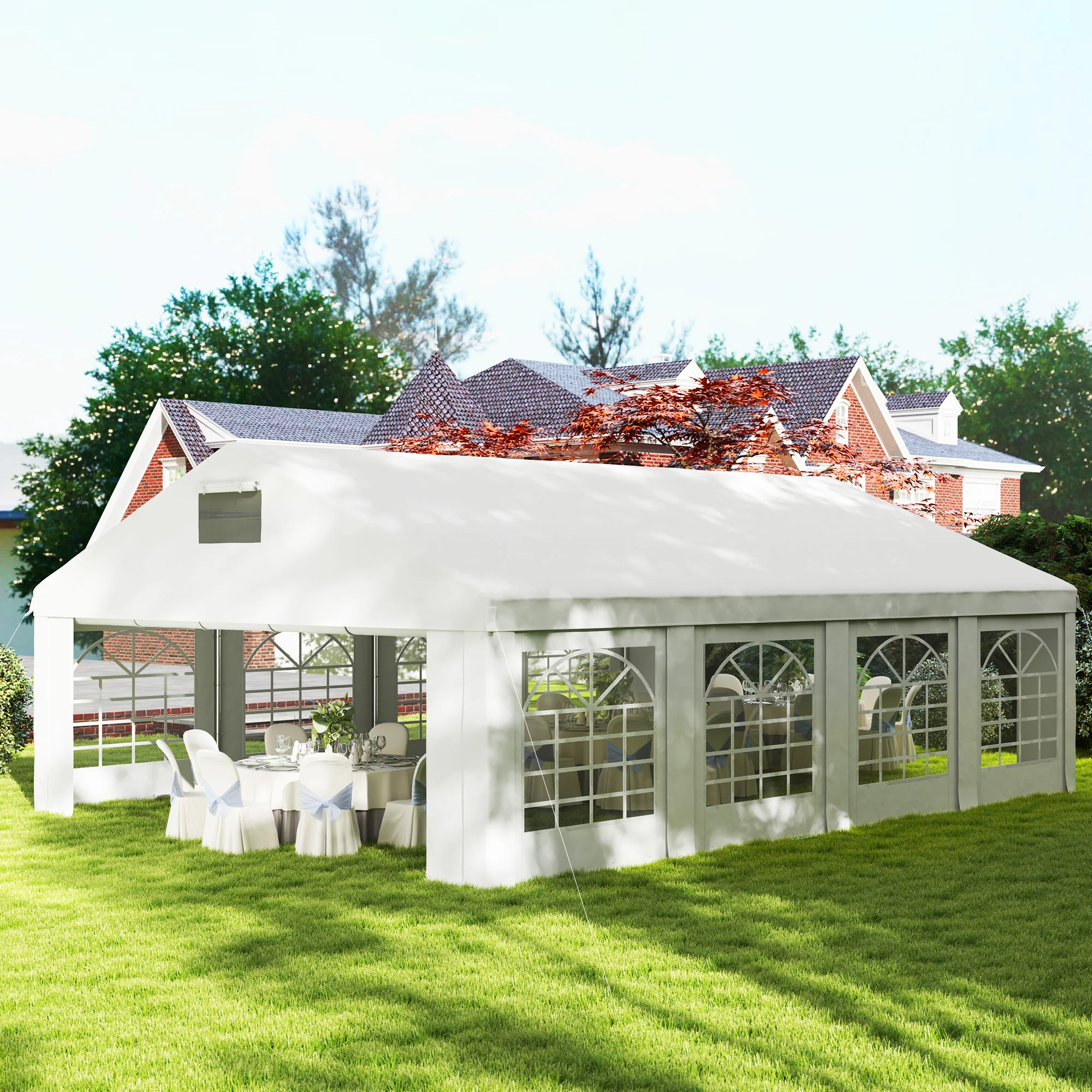 19.6' x 26' Party Tent with 8 Removable Sidewalls and Vents, White - Image 3