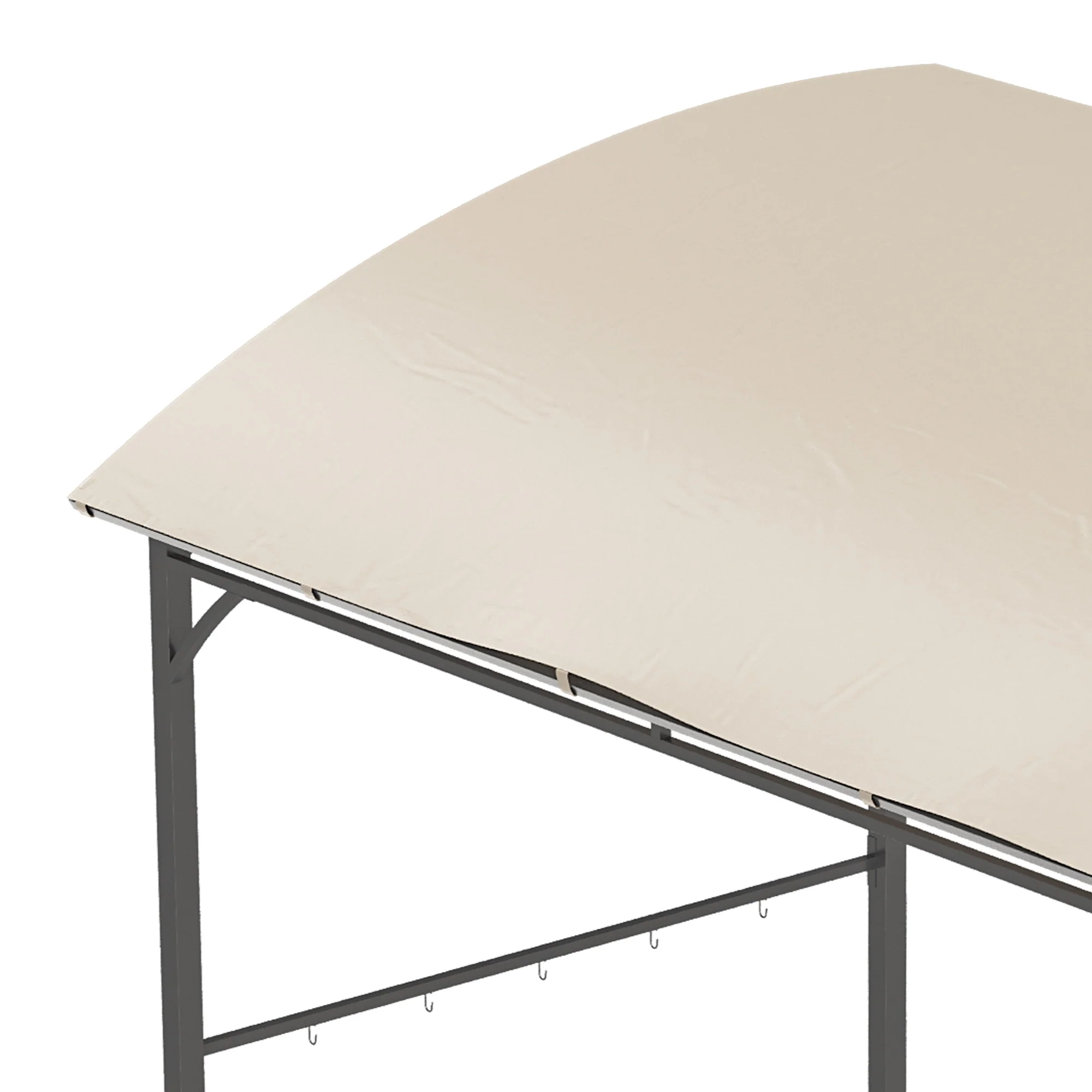 7.2' x 5' BBQ Grill Gazebo Tent with Metal Frame, Curved Canopy & 10 Hooks, Beige - Image 10