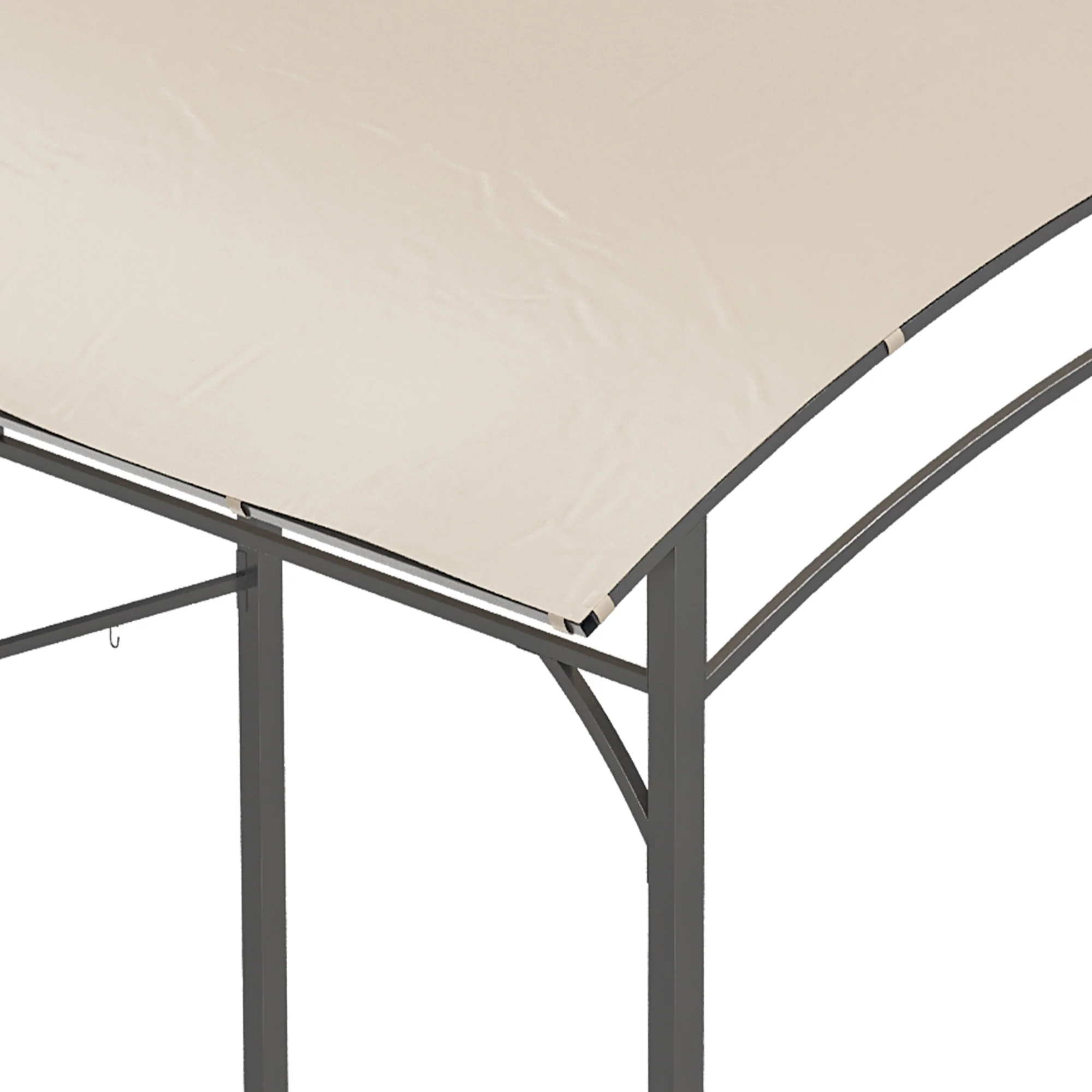 7.2' x 5' BBQ Grill Gazebo Tent with Metal Frame, Curved Canopy & 10 Hooks, Beige - Image 11