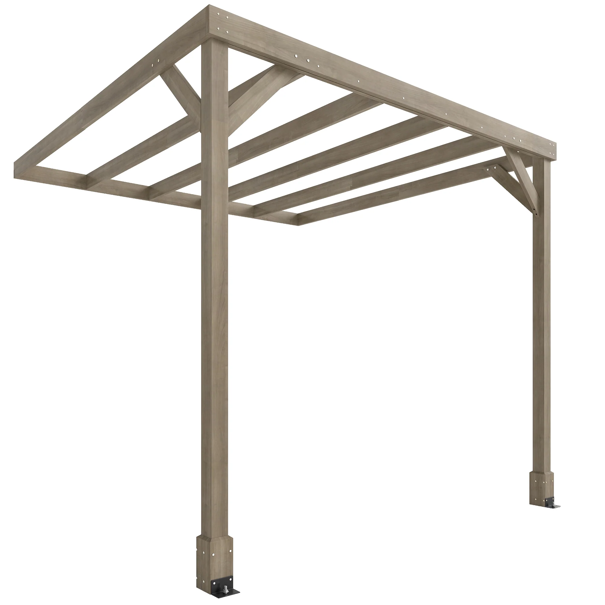 2.4 x 2.4m Lean-To Wooden Pergola Kit with Stable Structure and Grape Trellis for Climbing Vines, Flowers, Light Brown - Image 12