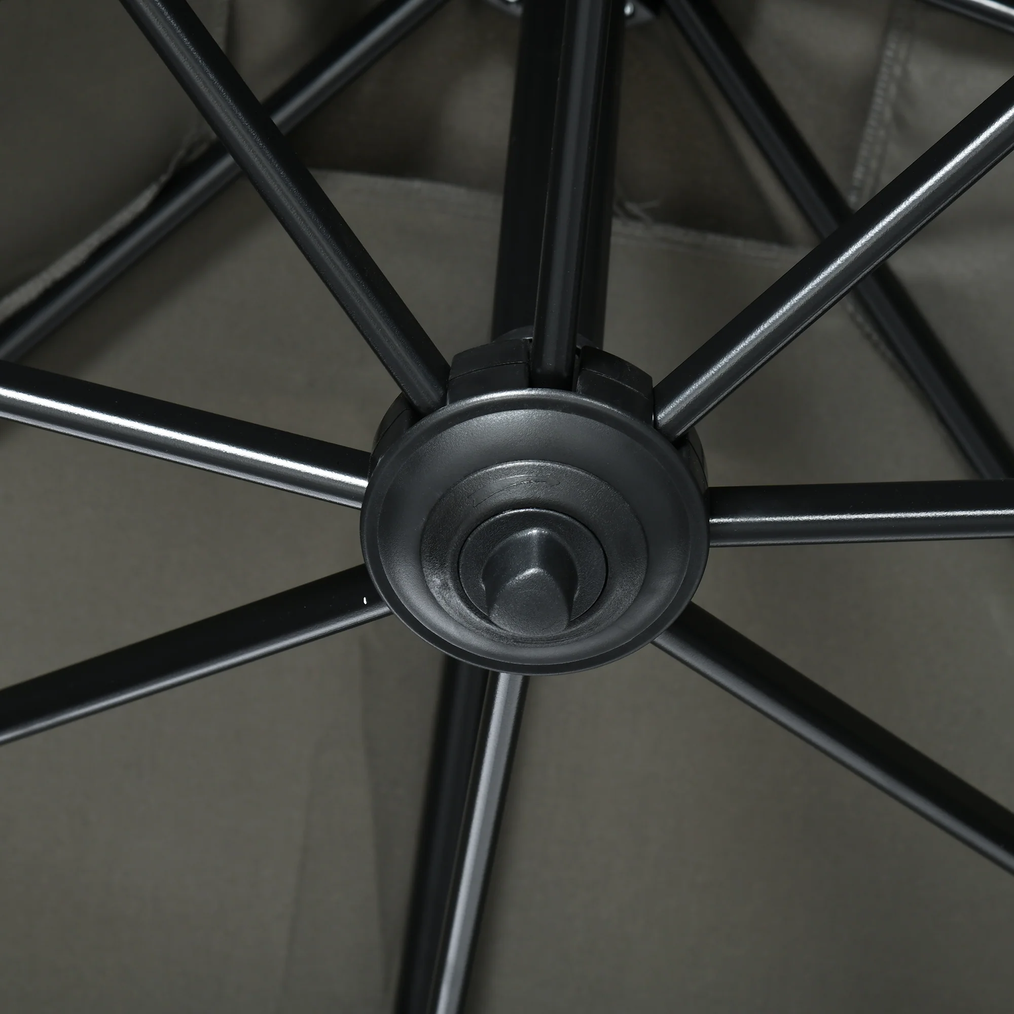 2.5 x 2.5m Aluminium Patio Offset Parasol with 360° Rotation, Crank & Cross Base, Grey - Image 11