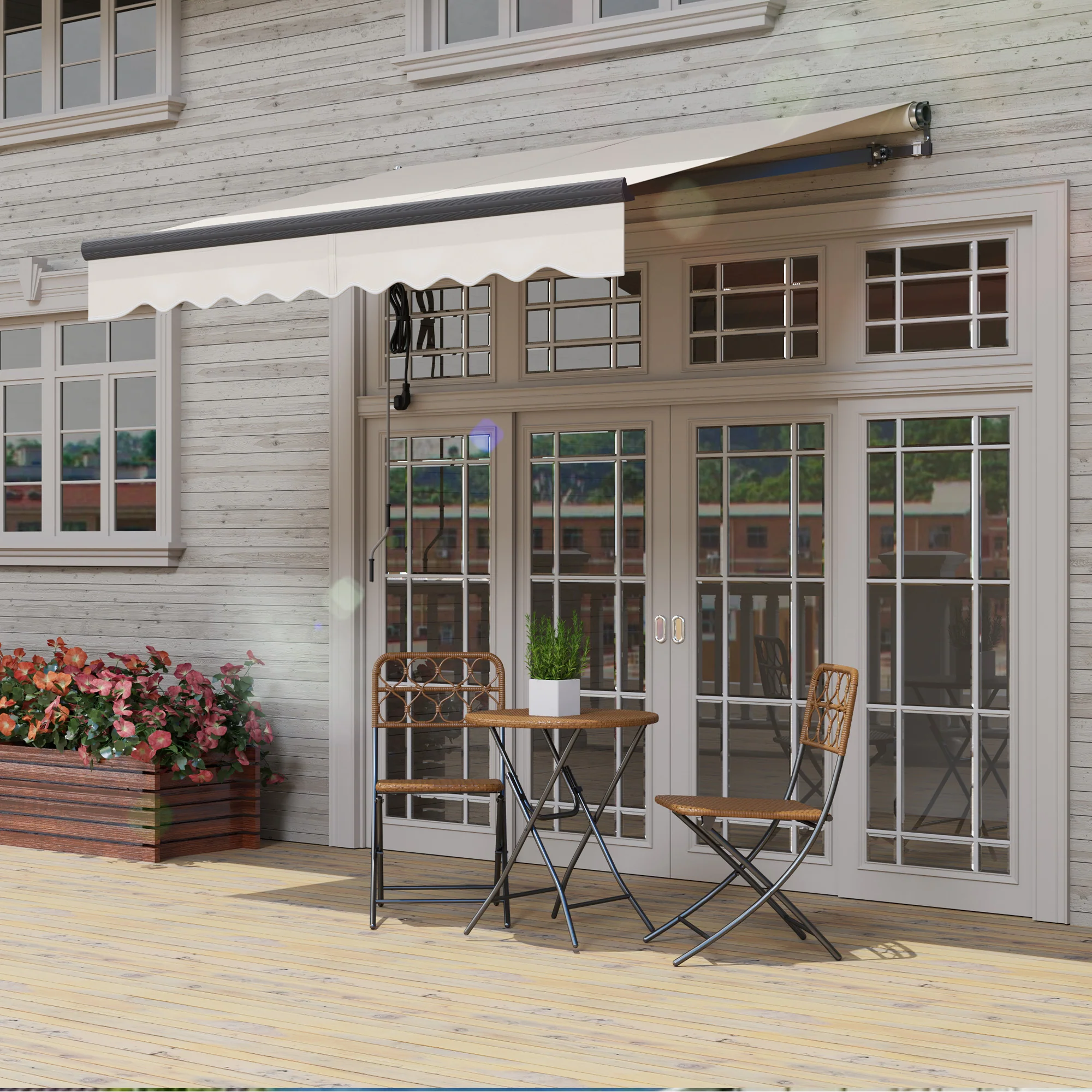 2.5 x 2m Electric Awning with Remote Controller for  Garden Patio Door Window, Beige - Image 10