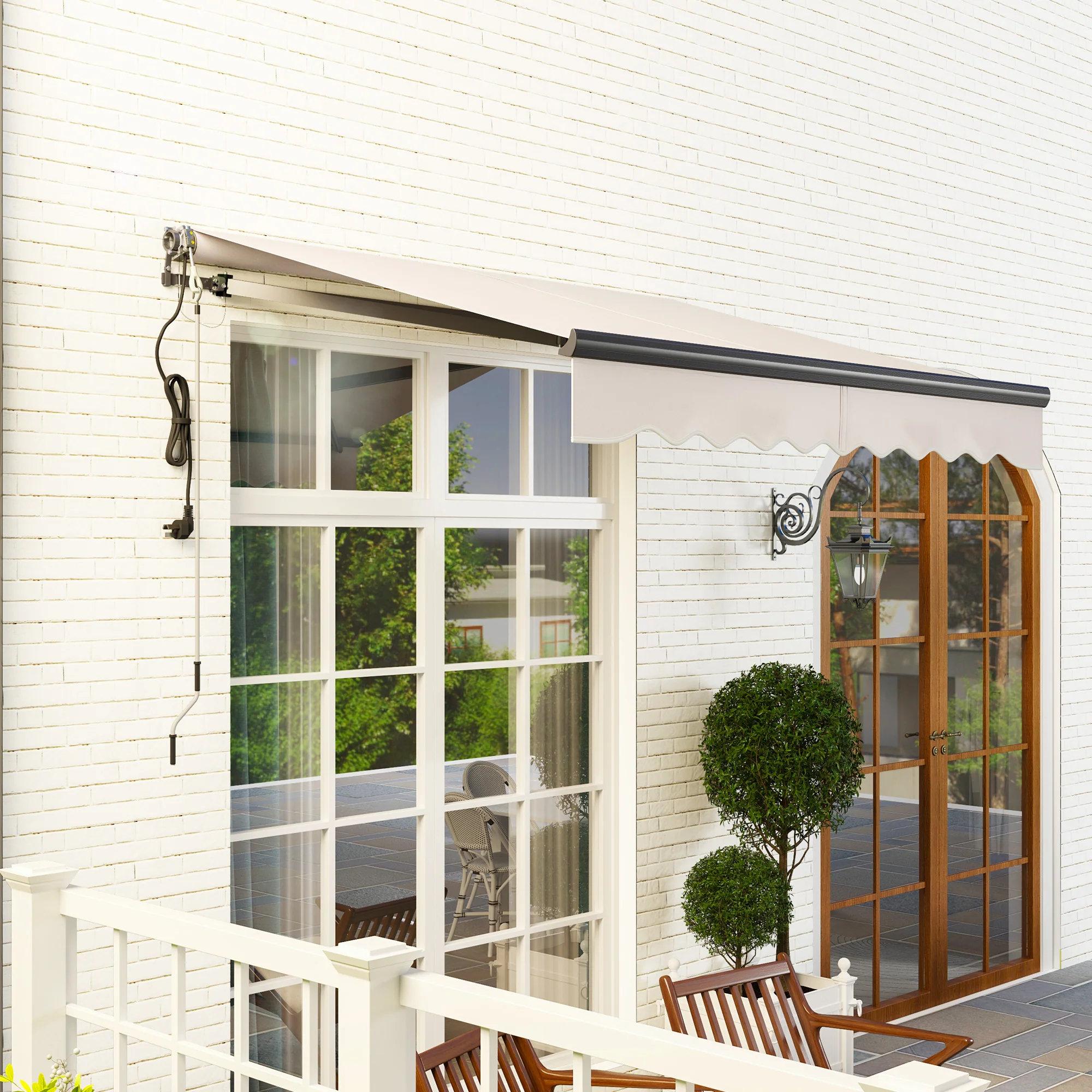 2.5 x 2m Electric Awning with Remote Controller for  Garden Patio Door Window, Beige - Image 11