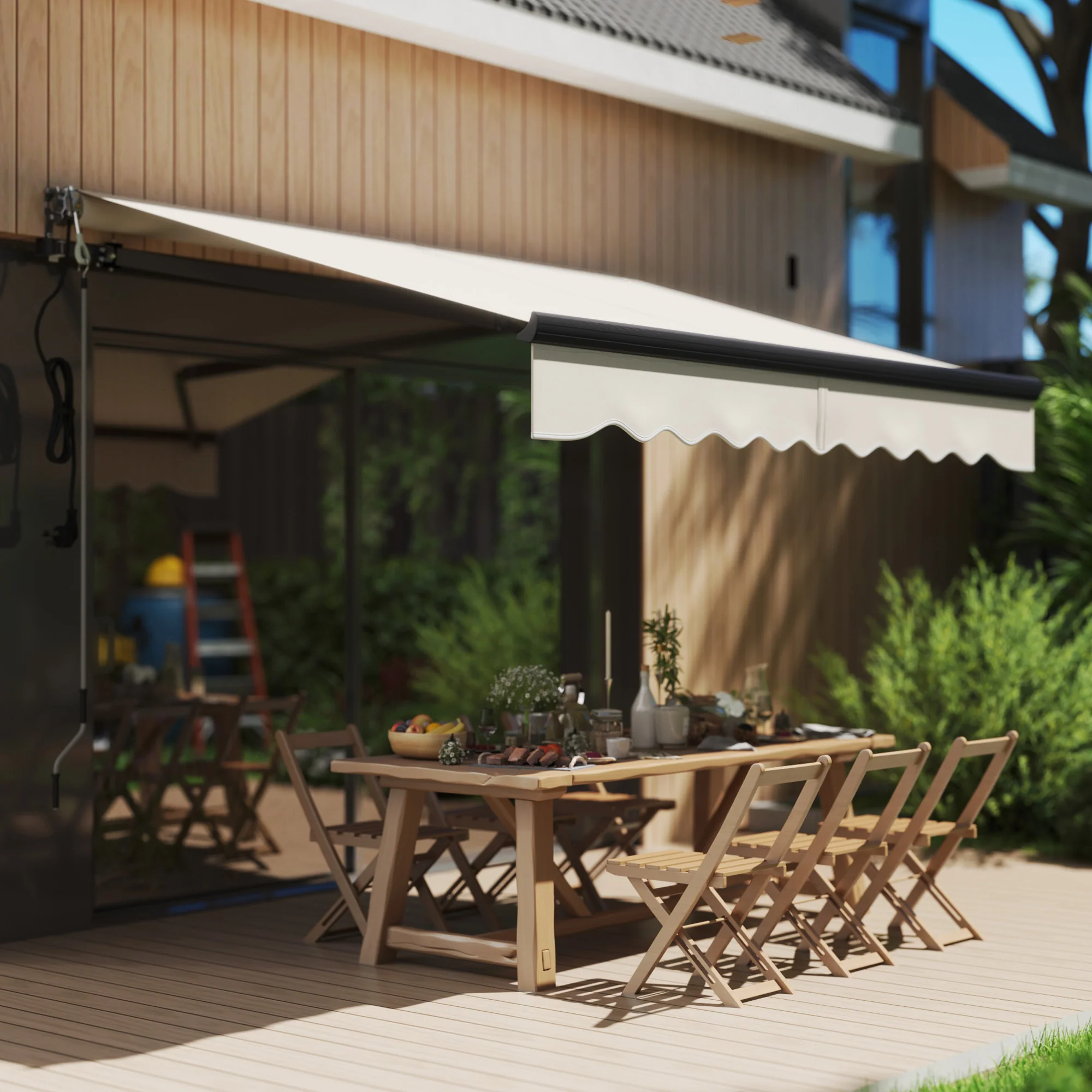2.5 x 2m Electric Awning with Remote Controller for  Garden Patio Door Window, Beige - Image 3