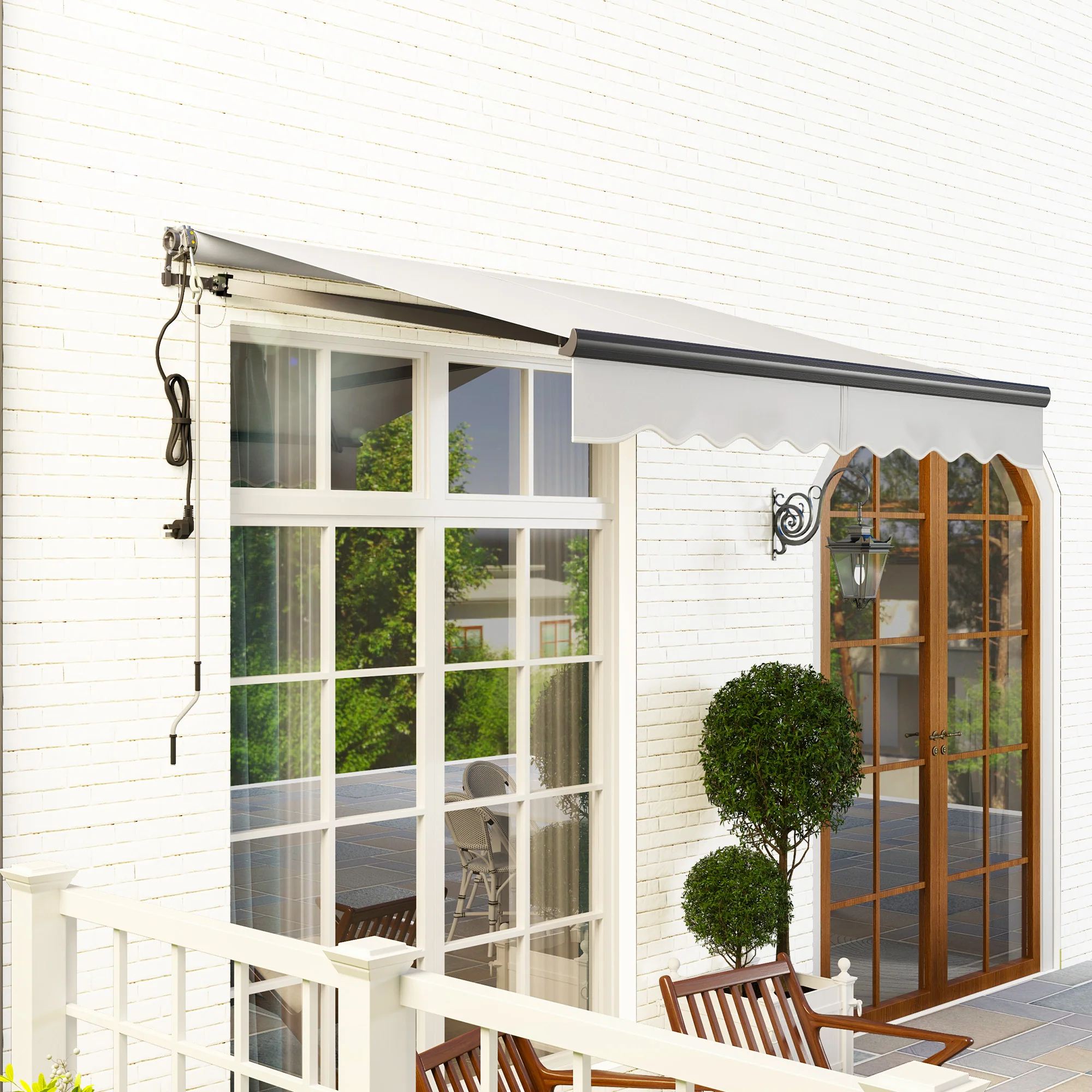2.5 x 2m Electric Awning with Remote Controller for  Garden Patio Door Window, Light Grey - Image 11
