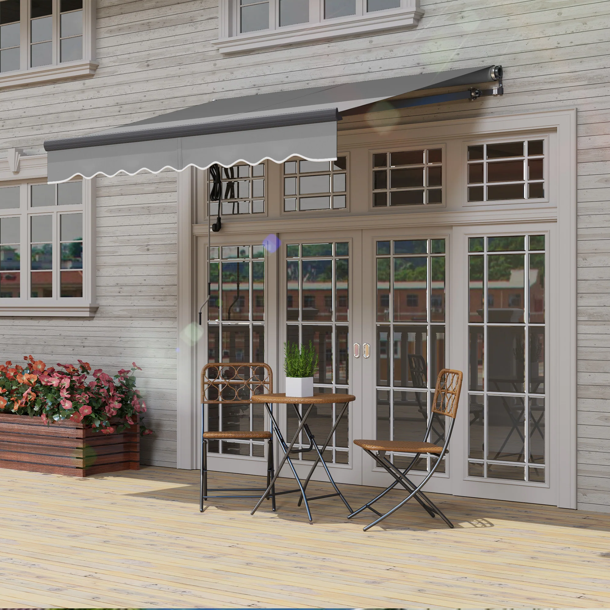 2.5 x 2m Electric Awning with Remote Controller for Garden Patio Door Window, Dark Grey - Image 10