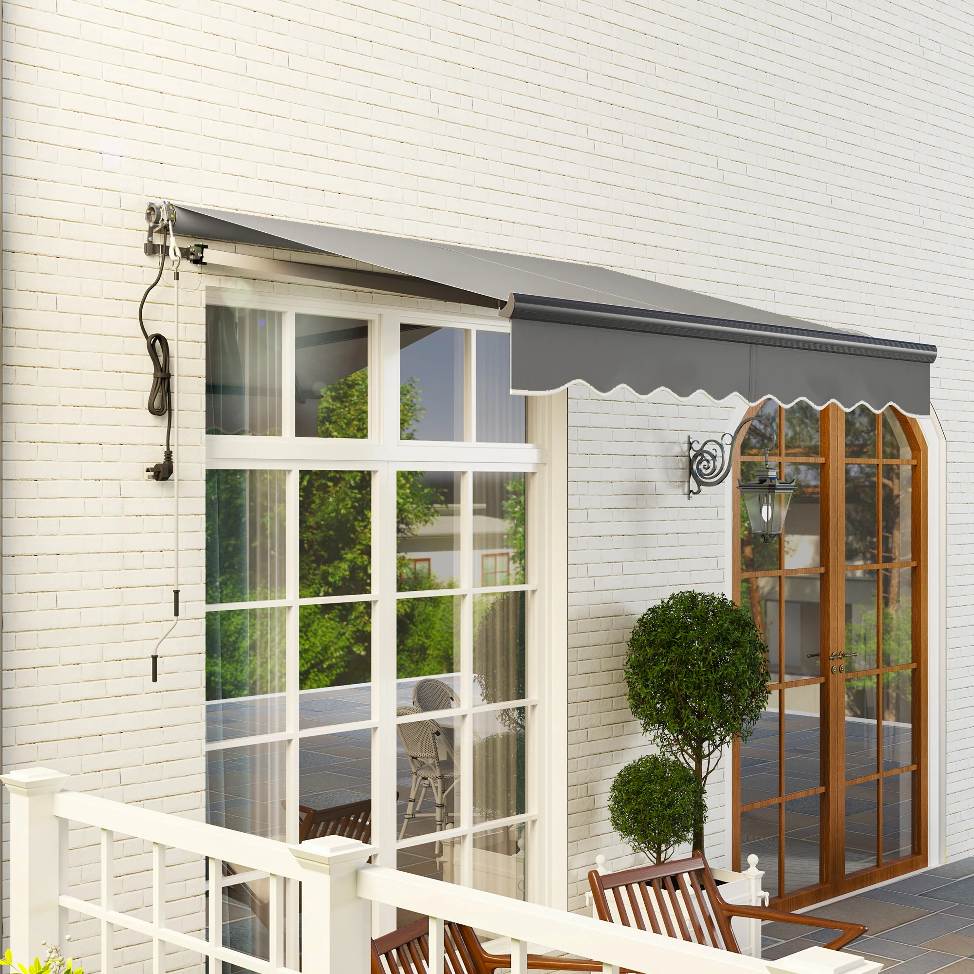 2.5 x 2m Electric Awning with Remote Controller for Garden Patio Door Window, Dark Grey - Image 11