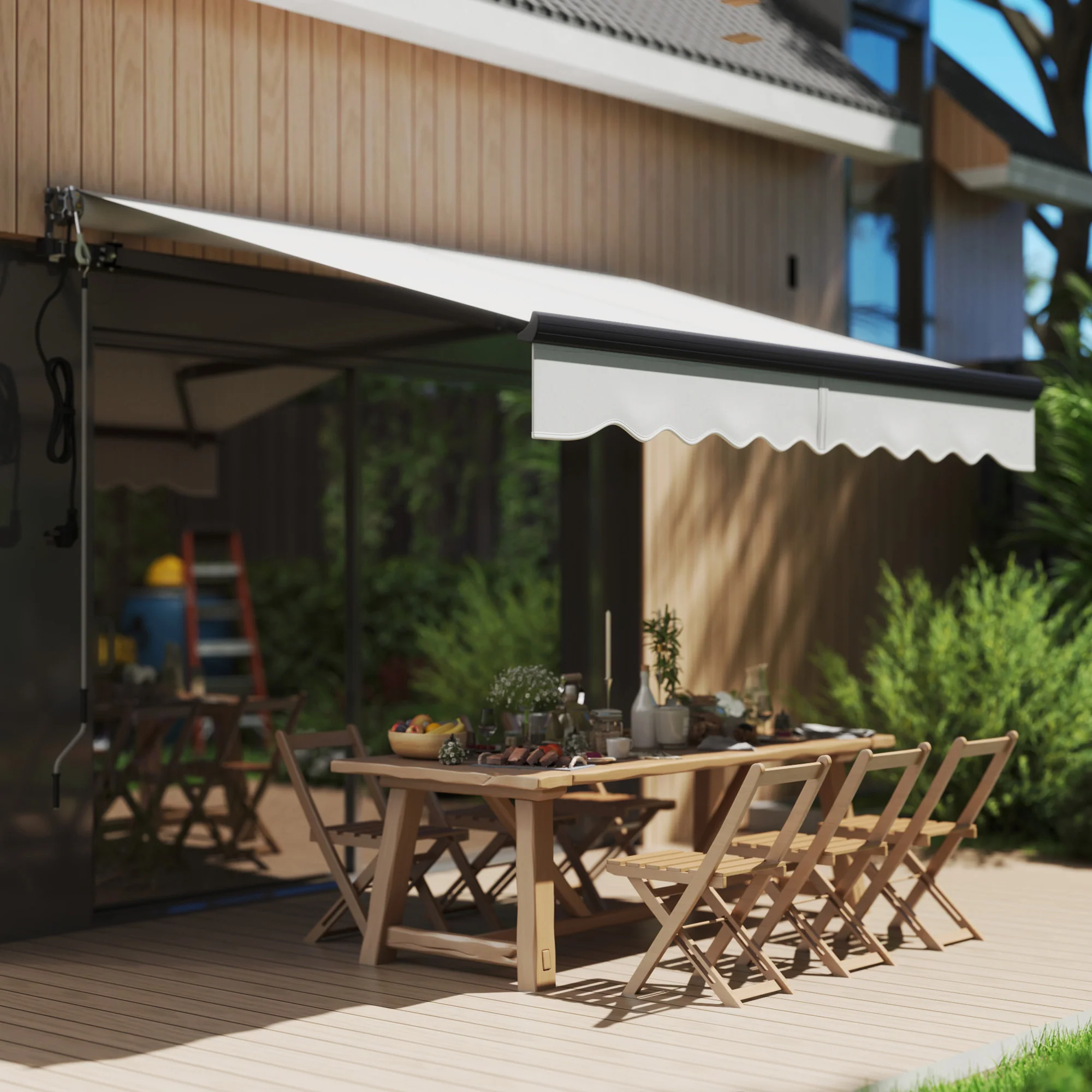 2.5 x 2m Electric Awning with Remote Controller for  Garden Patio Door Window, Light Grey - Image 3