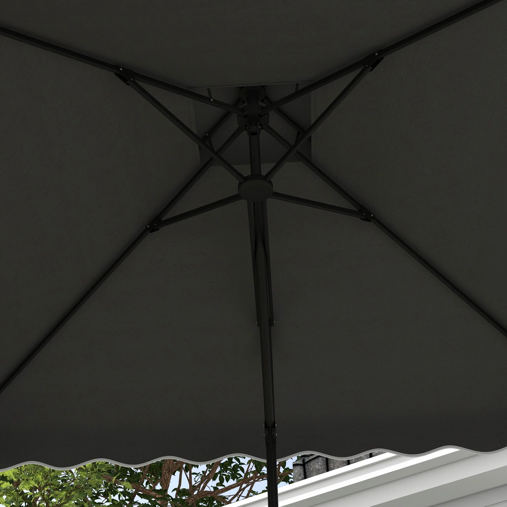 2.5m Square Patio Double Top Cantilever Umbrella with Cross Base and Ruffles, Dark Grey - Image 10