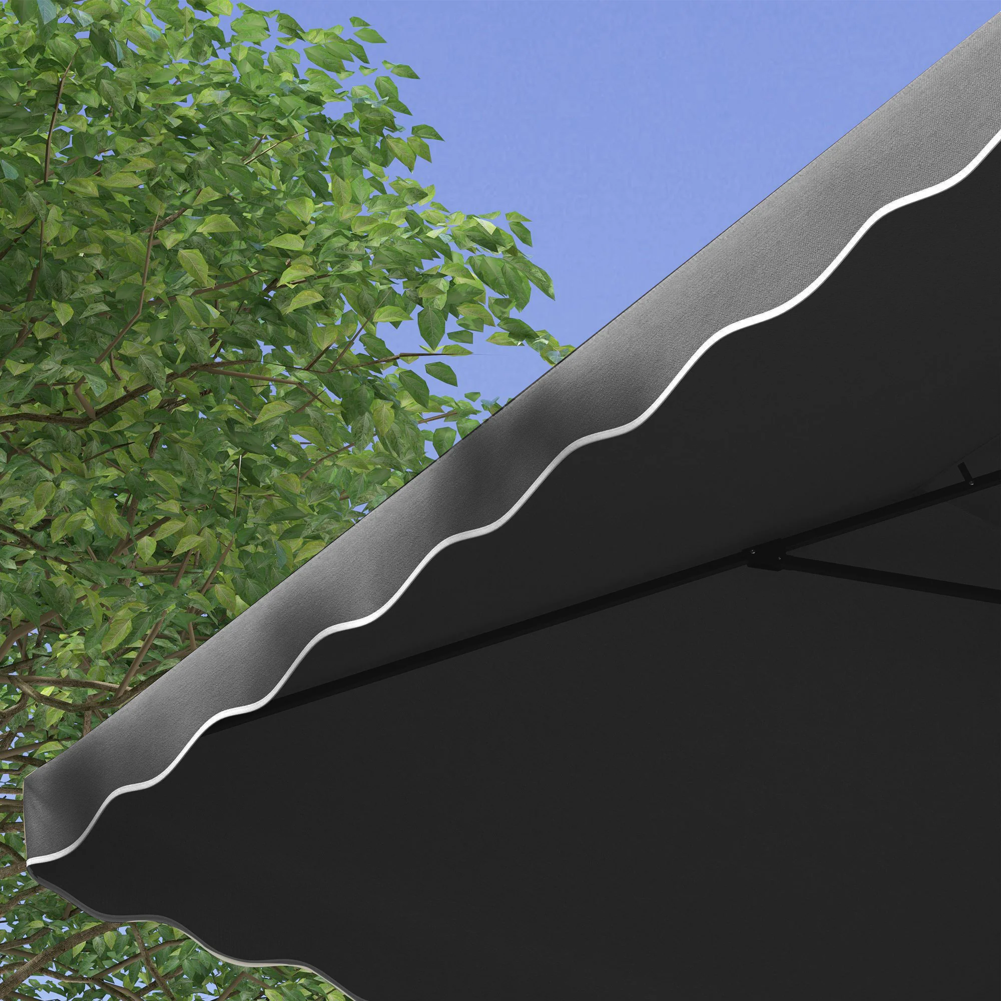 2.5m Square Patio Double Top Cantilever Umbrella with Cross Base and Ruffles, Dark Grey - Image 9