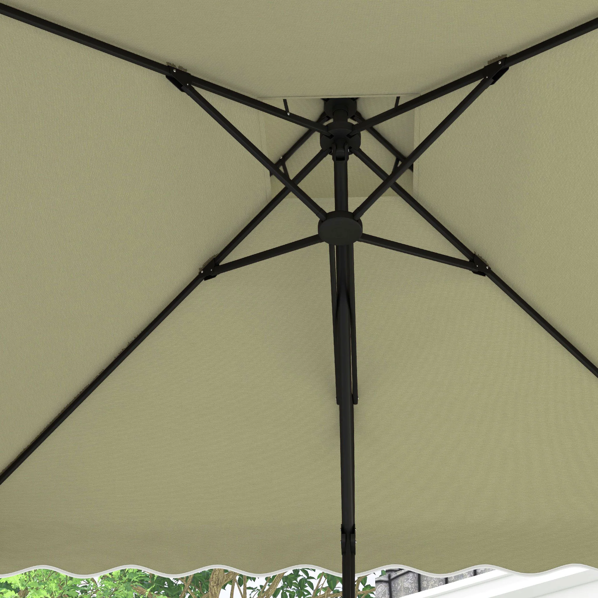 2.5m Square Patio Double Top Cantilever Umbrella with Cross Base and Ruffles, Beige - Image 10