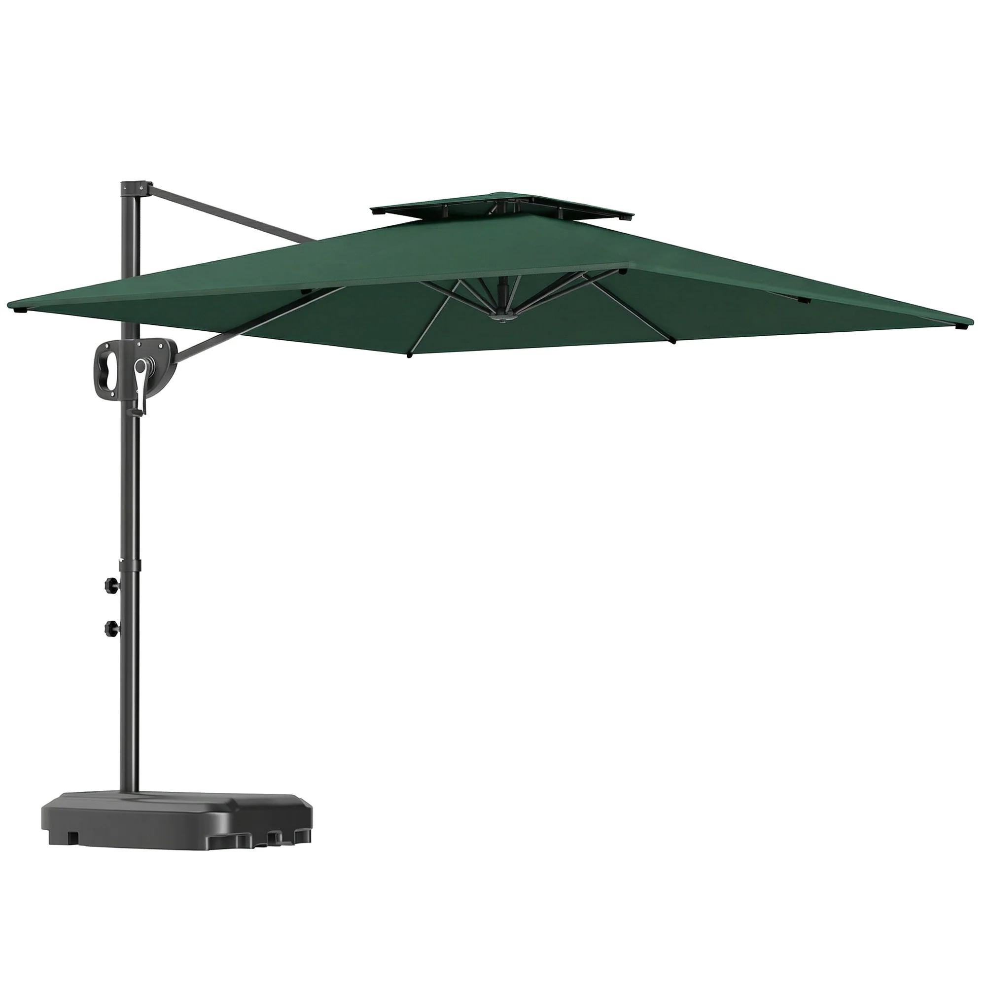 2.5 m Cantilever Parasol with Fillable Base and Double Top, Dark Green