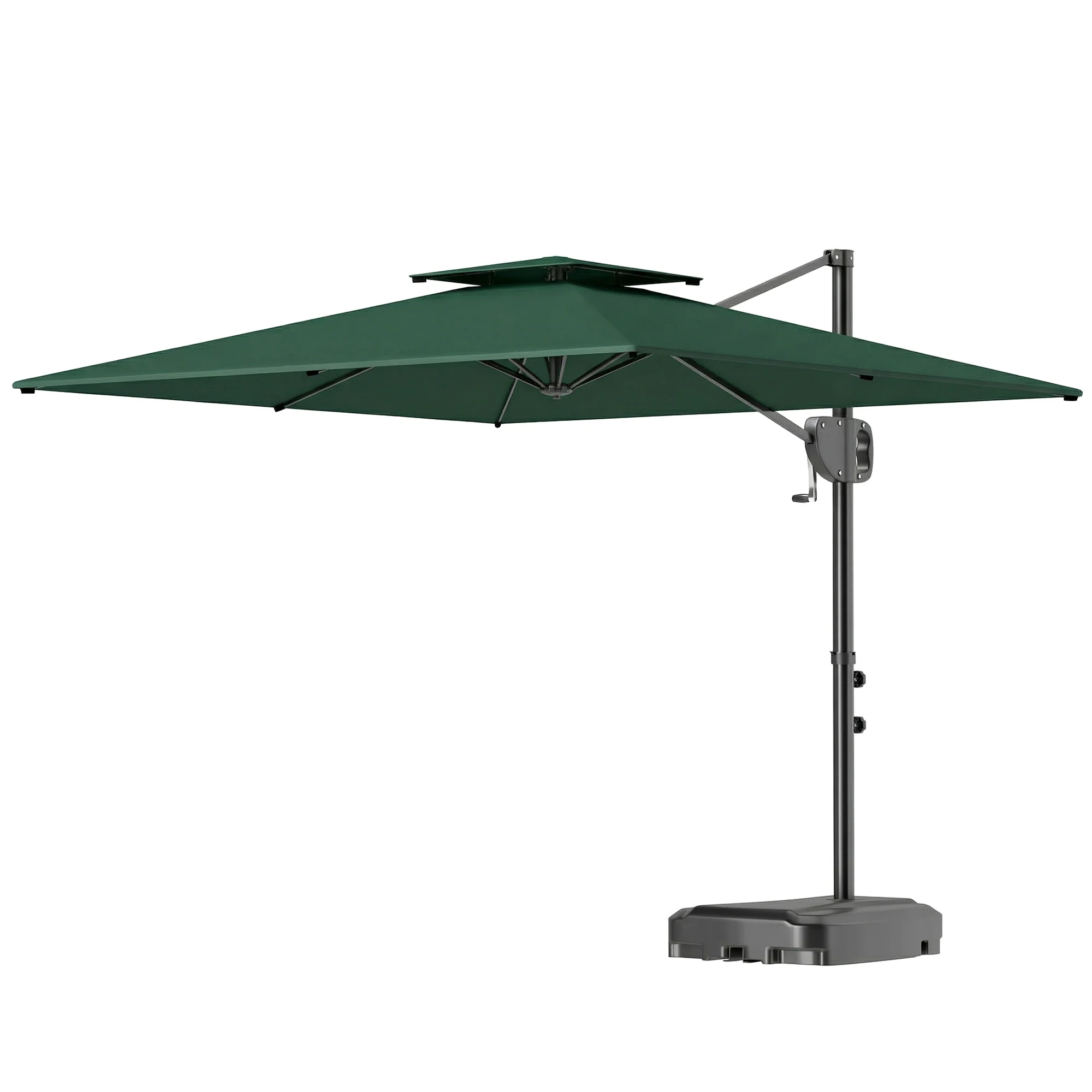 2.5 m Cantilever Parasol with Fillable Base and Double Top, Dark Green - Image 2