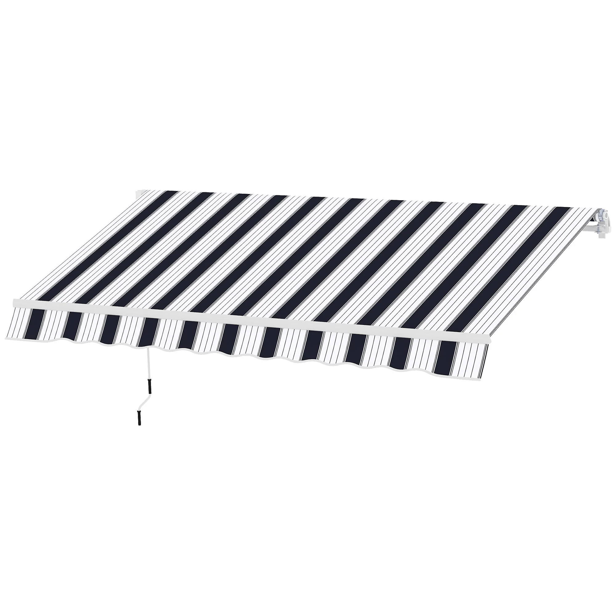 2.5 x 2m Manual Retractable Awning Canopy with Winding Handle for Patio, Blue/White Stripes - Image 2