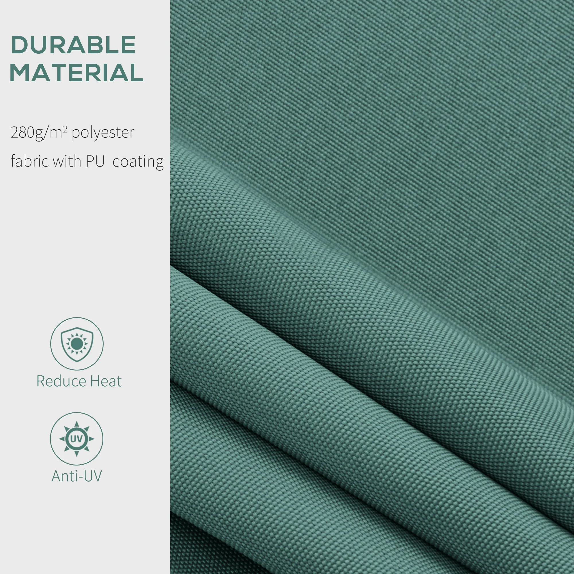 2.5 x 2m Manual Retractable Awning Canopy with Winding Handle for Patio, Green - Image 6