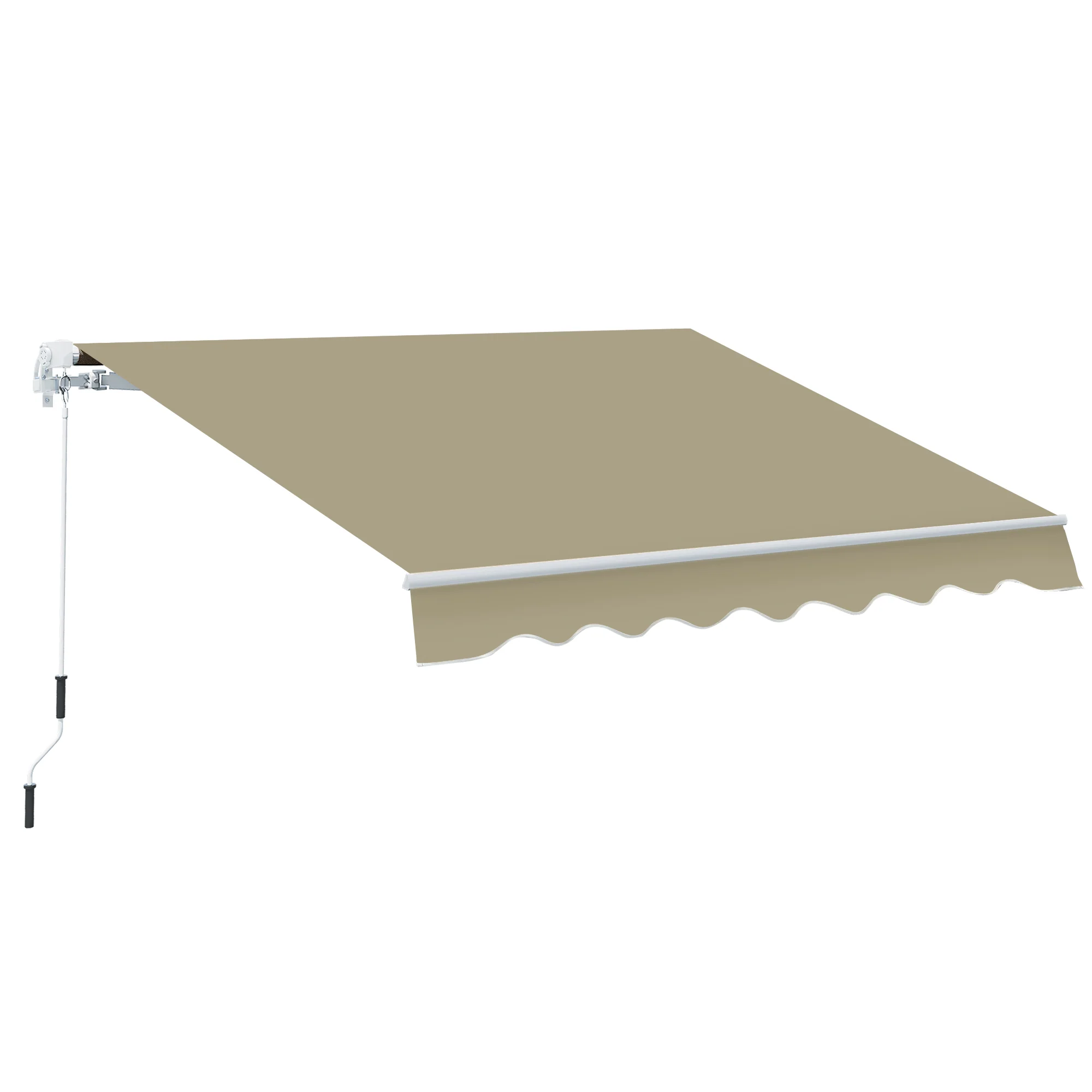 2.5 x 2m Manual Retractable Awning Canopy with Winding Handle for Garden, Patio, Khaki
