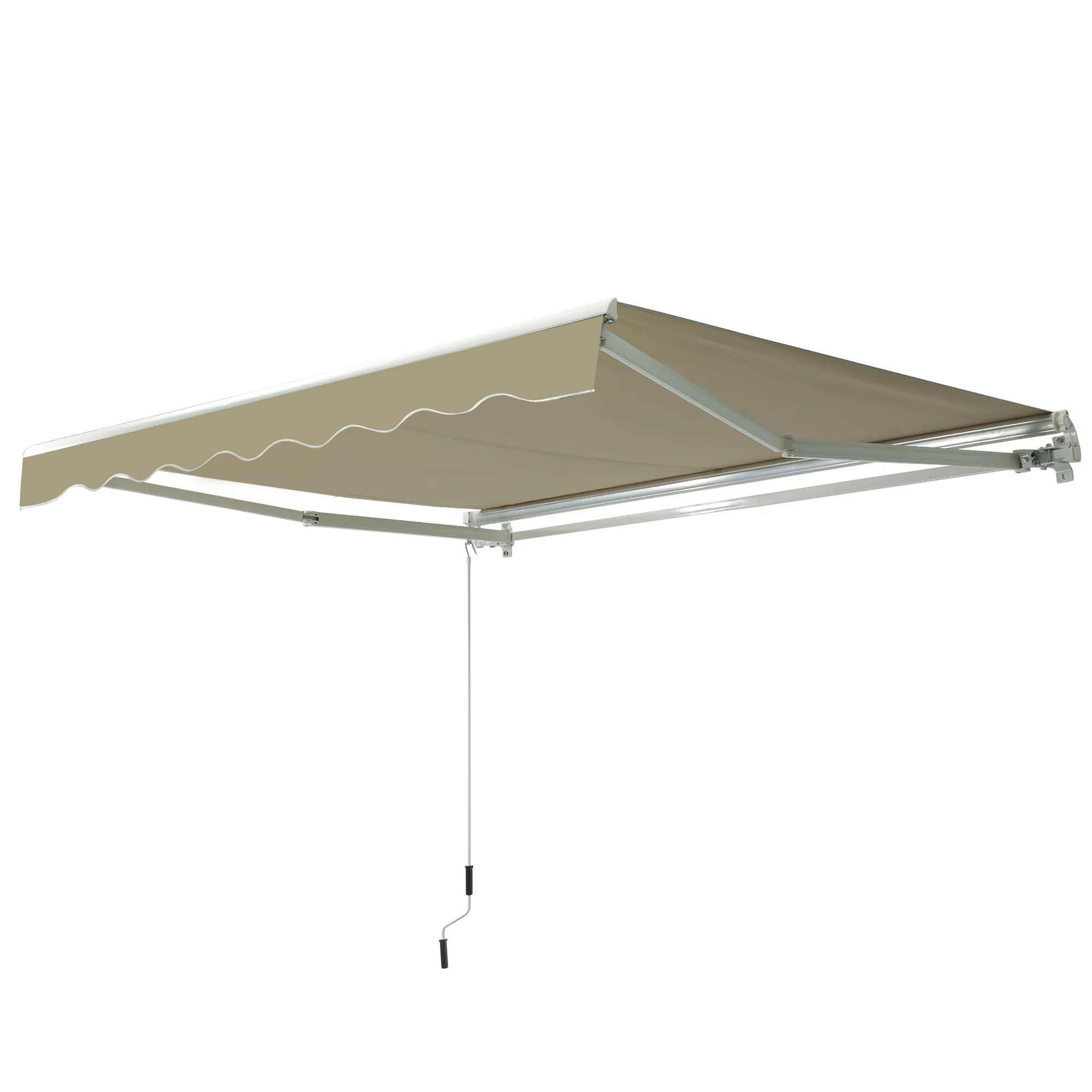 2.5 x 2m Manual Retractable Awning Canopy with Winding Handle for Garden, Patio, Khaki - Image 2