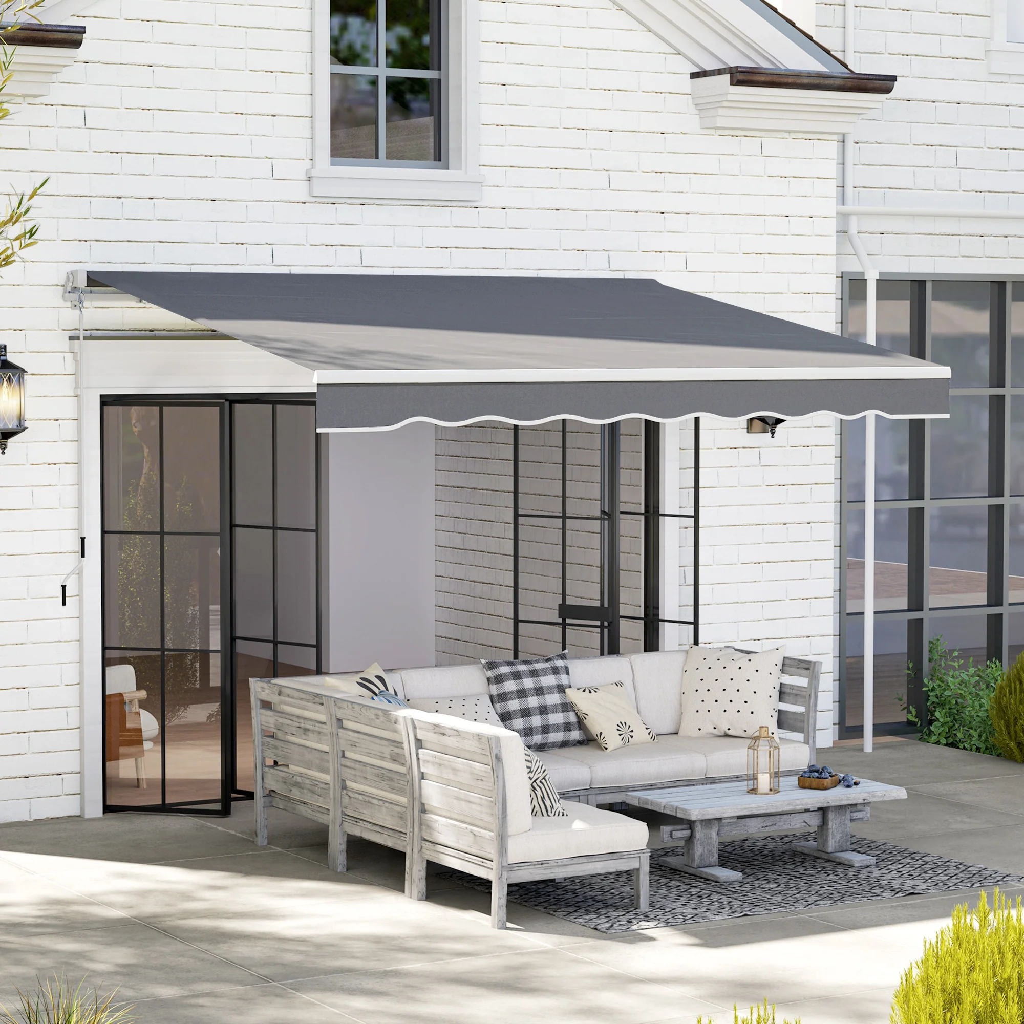 2.5 x 2m Retractable Awning with Aluminium Frame & Crank, Dark Grey - Image 3
