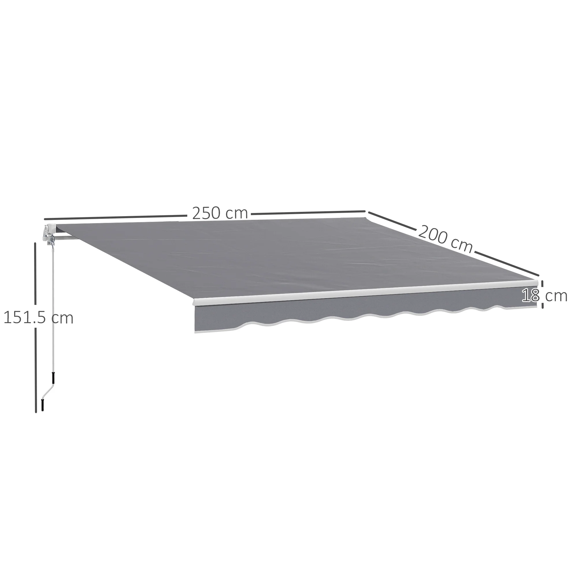 2.5 x 2m Retractable Awning with Aluminium Frame & Crank, Dark Grey - Image 5