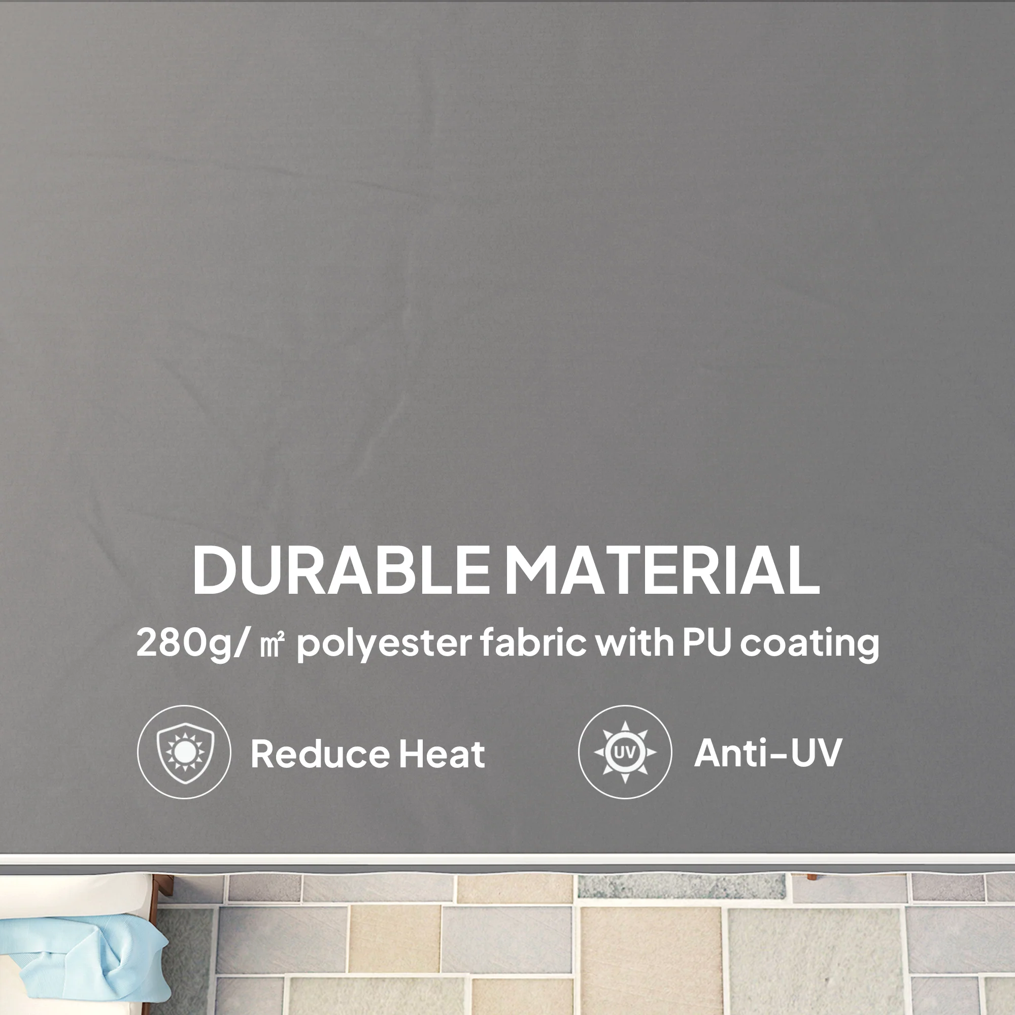 2.5 x 2m Retractable Awning with Aluminium Frame & Crank, Dark Grey - Image 6
