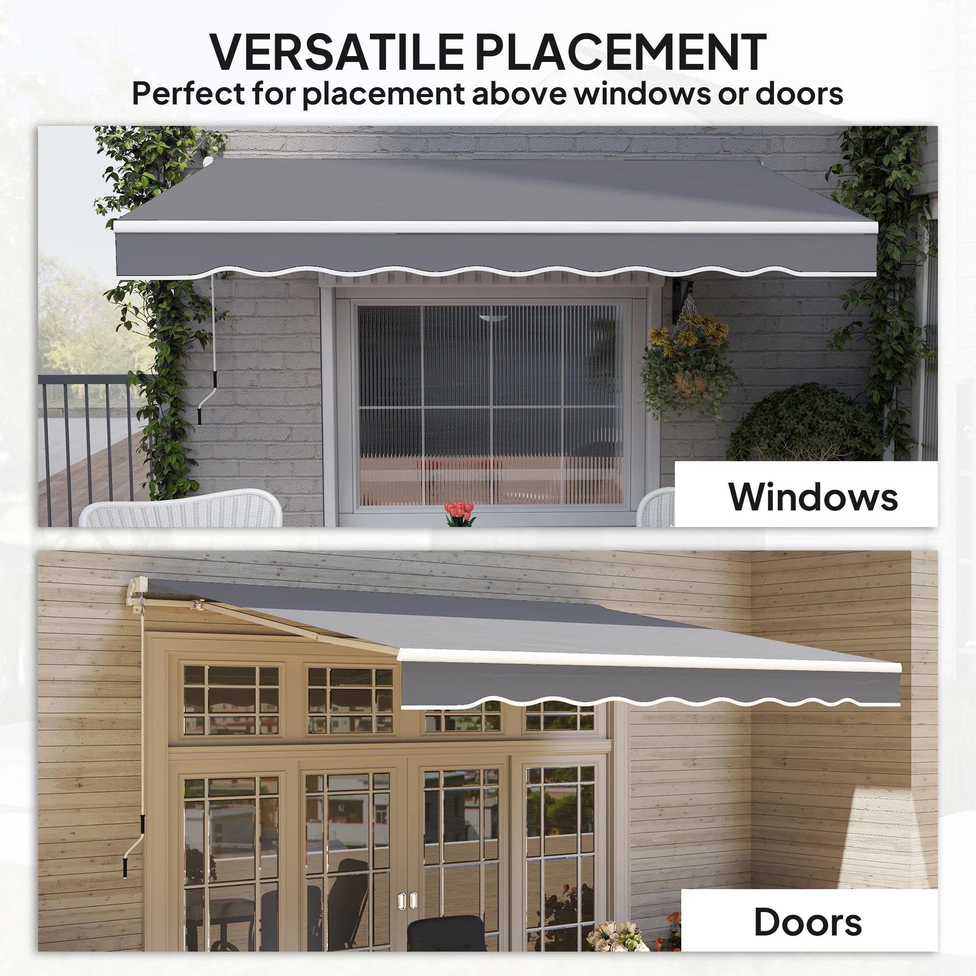 2.5 x 2m Retractable Awning with Aluminium Frame & Crank, Dark Grey - Image 8