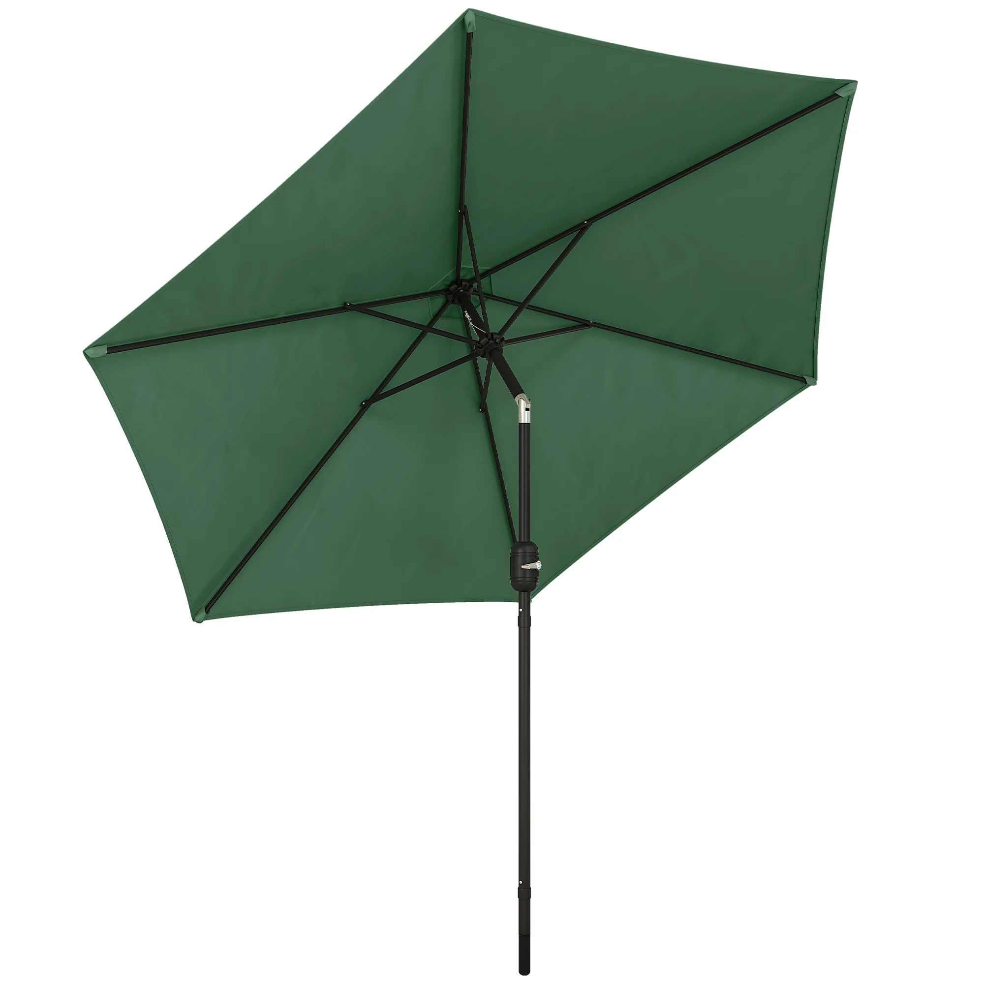 2.6 m Garden Parasol with Tilt, Crank, Vent & Aluminium Pole, Dark Green - Image 12