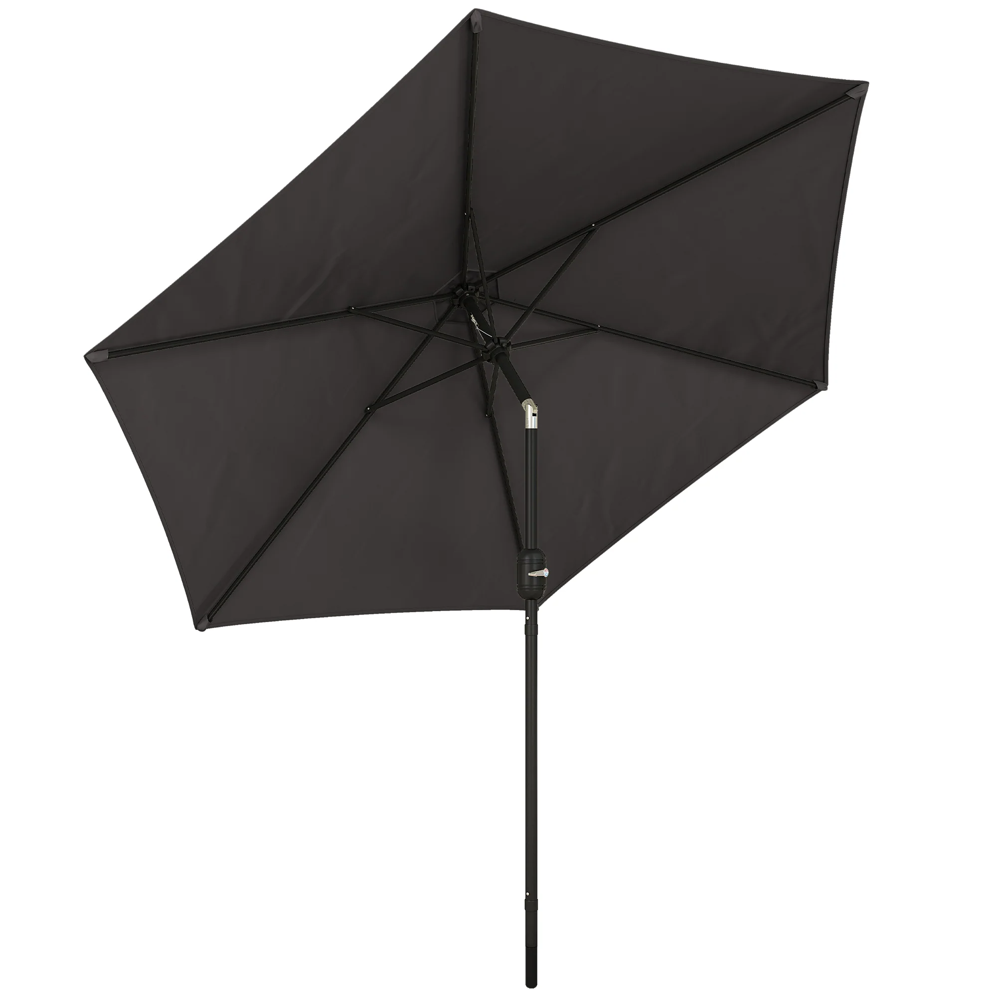 2.6 m Garden Parasol with Tilt, Crank, Vent & Aluminium Pole, Black - Image 12