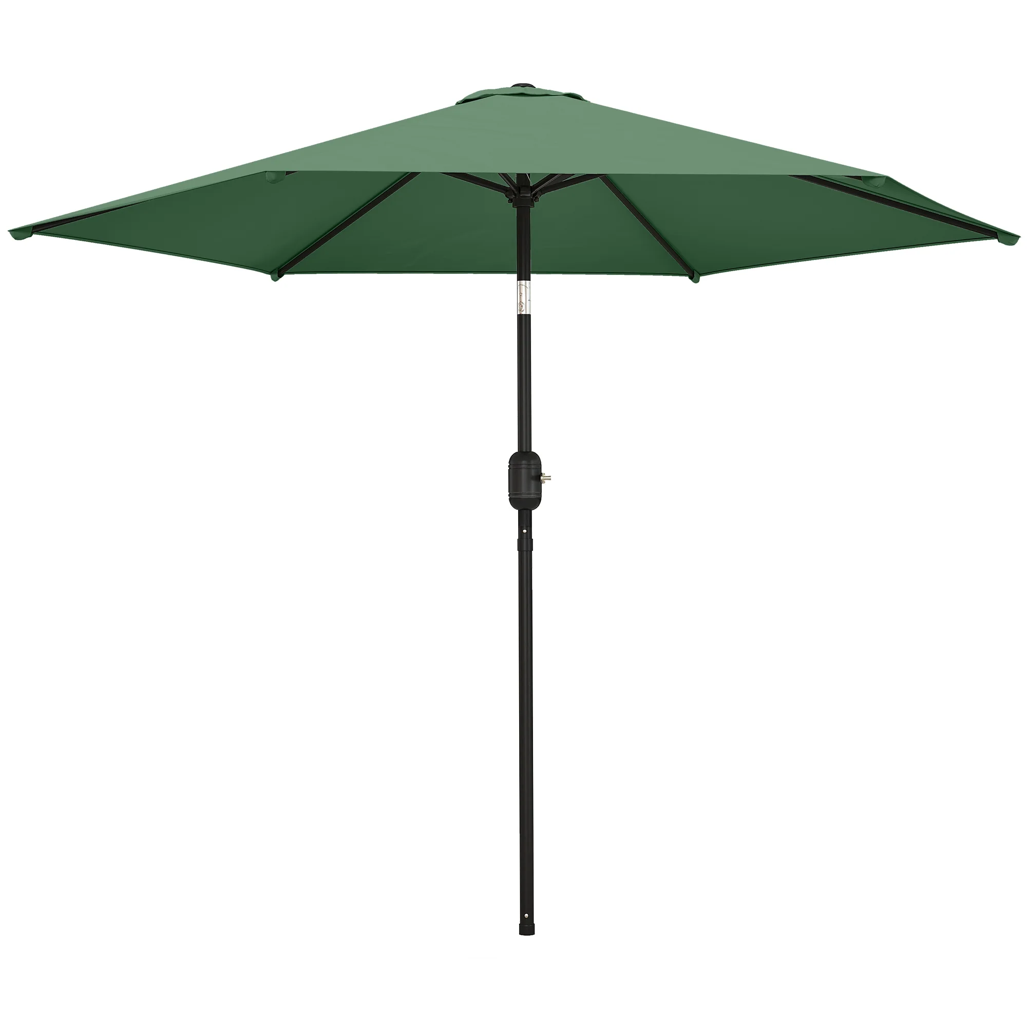 2.6 m Garden Parasol with Tilt, Crank, Vent & Aluminium Pole, Dark Green - Image 2