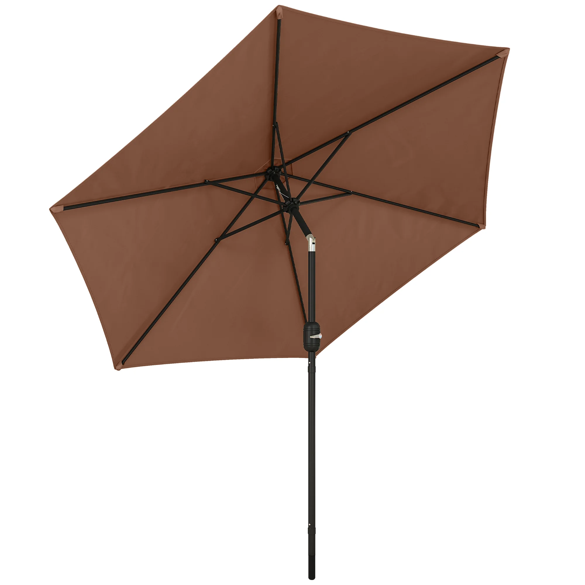 2.6 m Garden Parasol with Tilt, Crank, Vent & Aluminium Pole, Coffee - Image 12