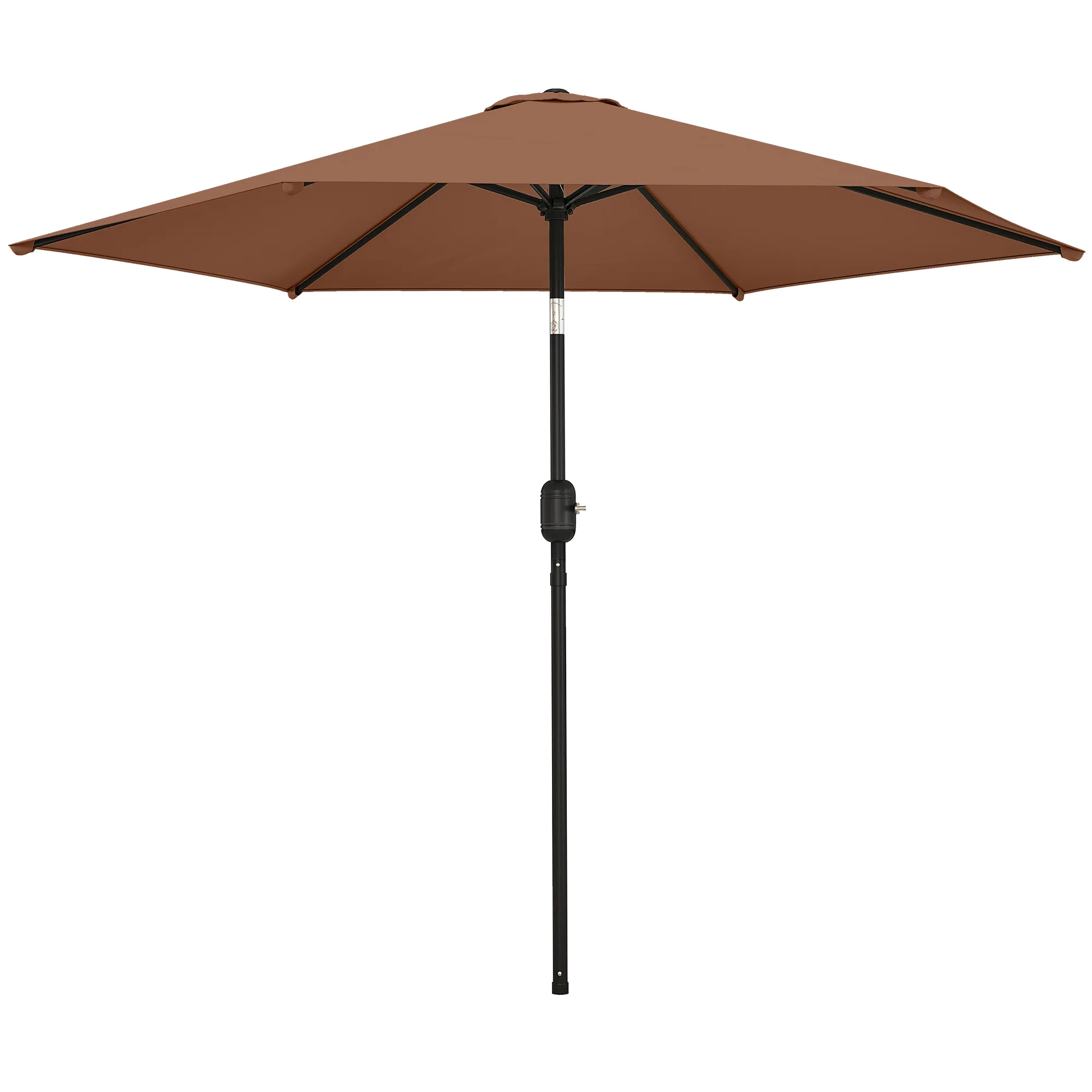 2.6 m Garden Parasol with Tilt, Crank, Vent & Aluminium Pole, Coffee - Image 2