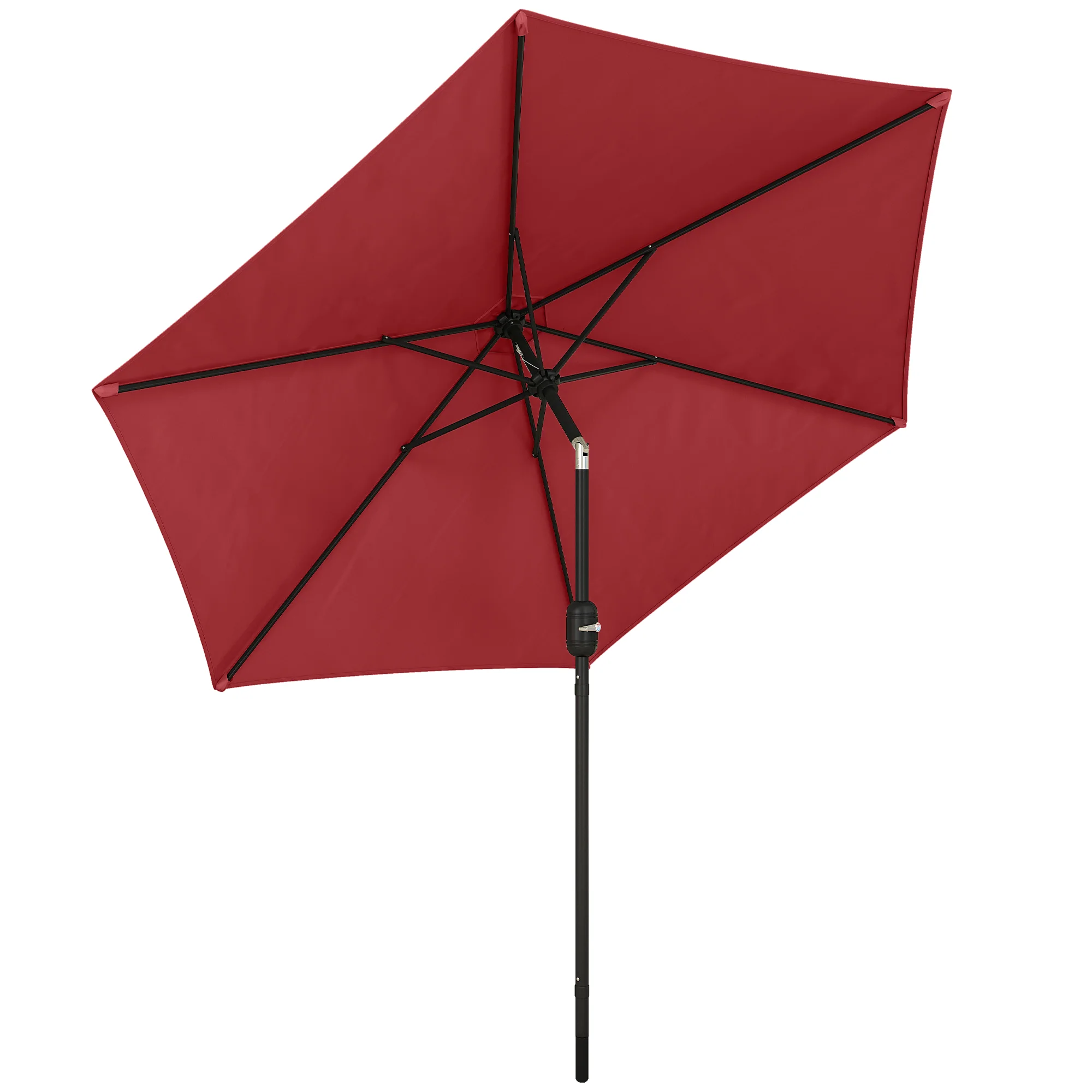 2.6 m Garden Parasol with Tilt, Crank, Vent & Aluminium Pole, Wine Red - Image 12