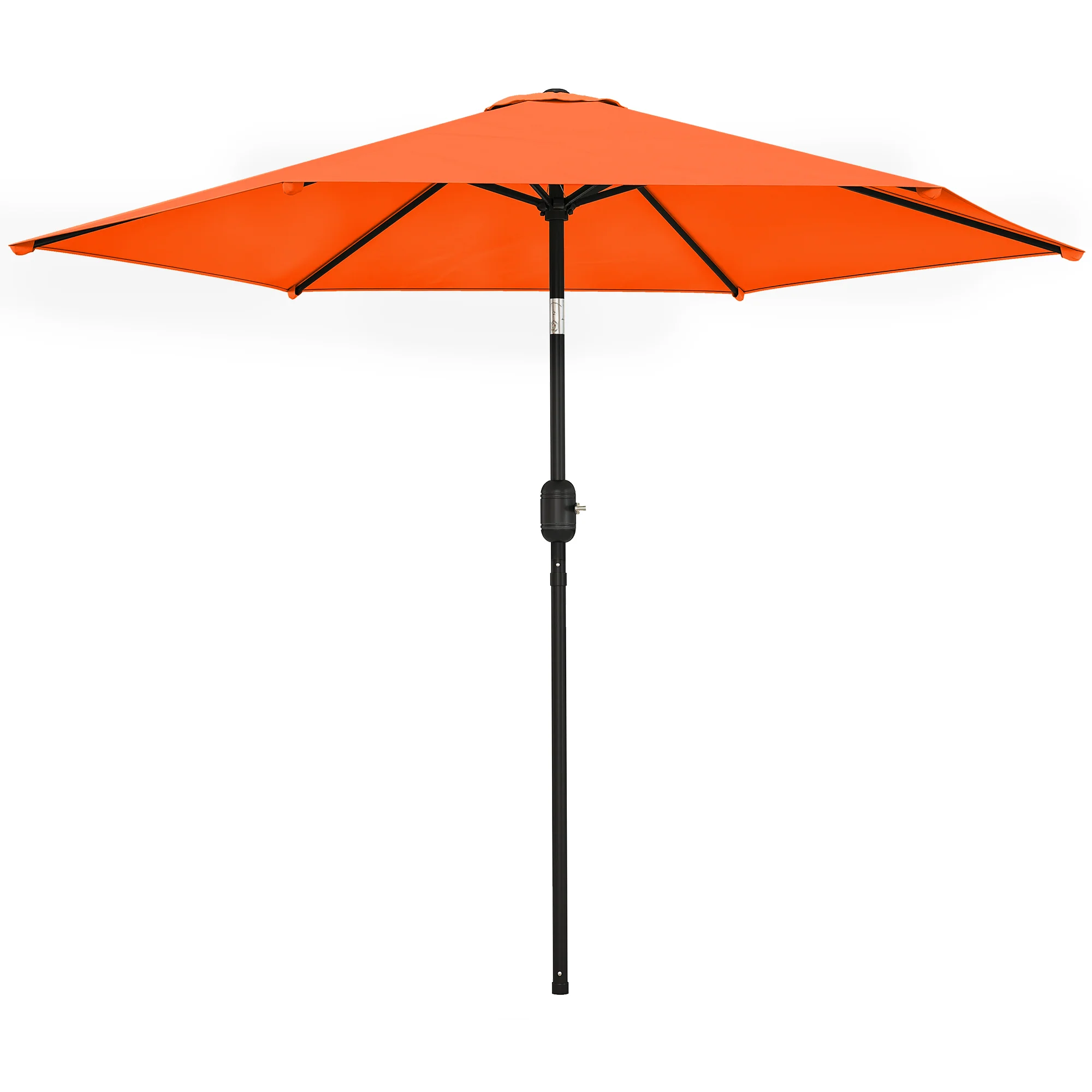 2.6 m Garden Parasol with Tilt, Crank, Vent & Aluminium Pole, Orange - Image 2