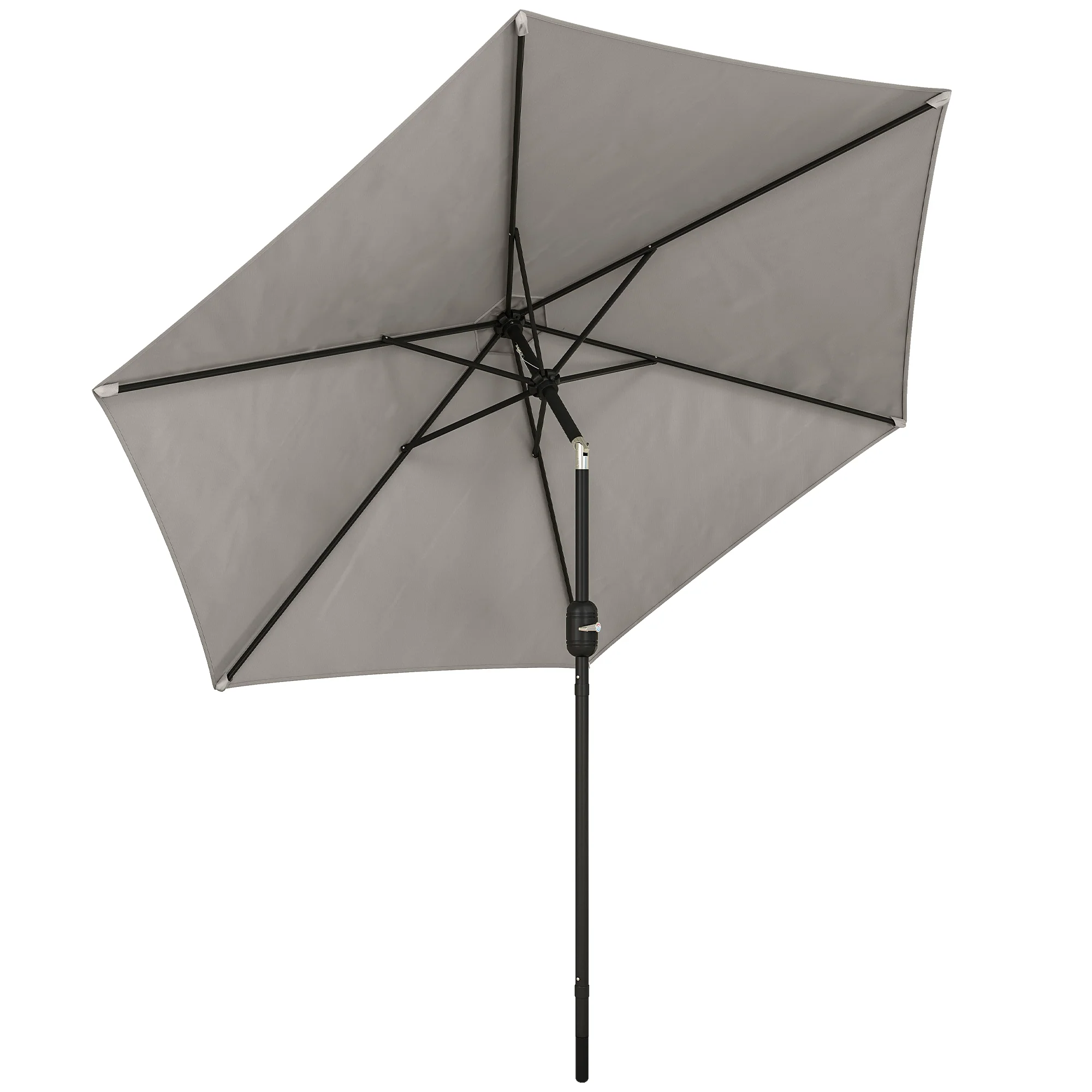 2.6 m Garden Parasol with Tilt, Crank, Vent & Aluminium Pole, Light Grey - Image 12