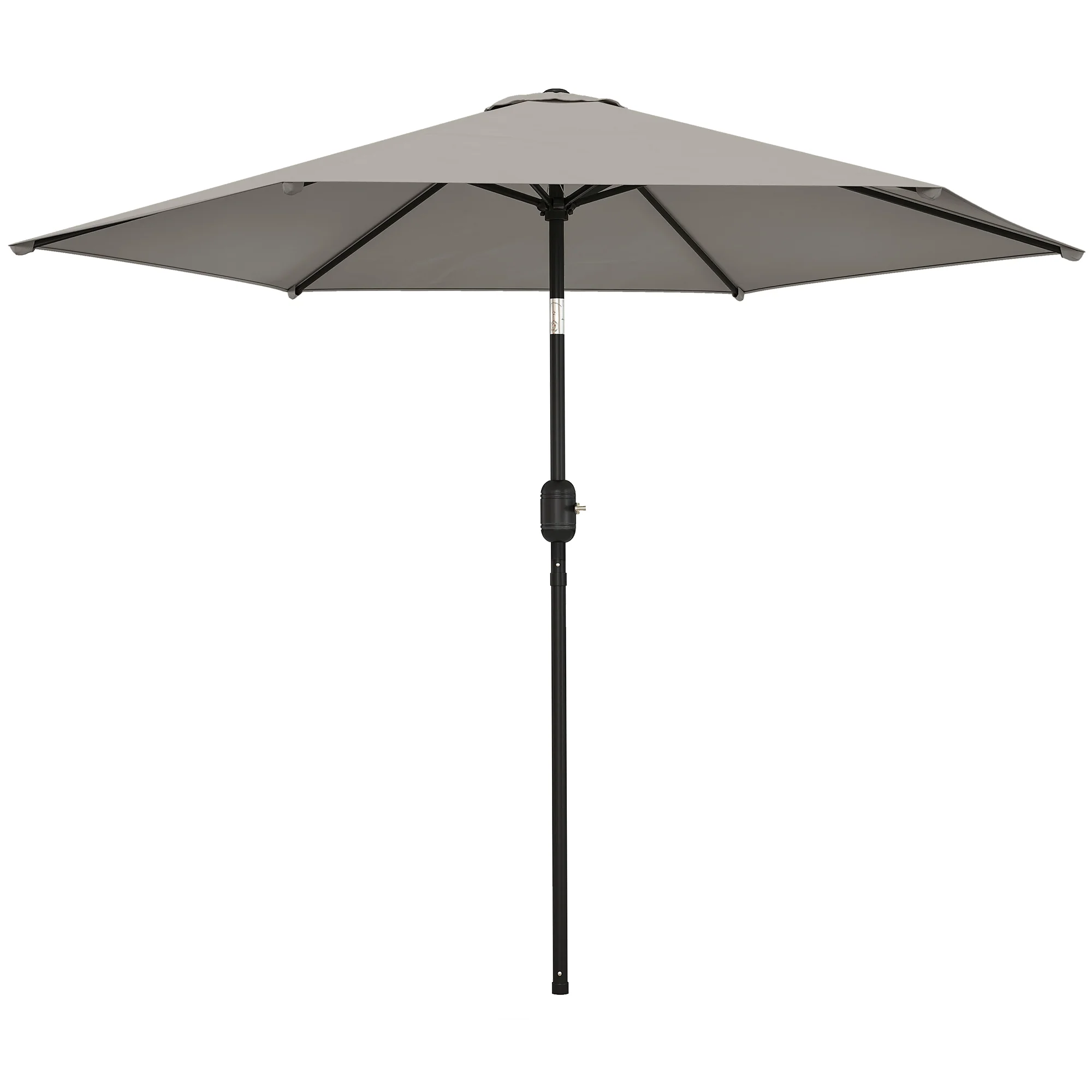 2.6 m Garden Parasol with Tilt, Crank, Vent & Aluminium Pole, Light Grey - Image 2