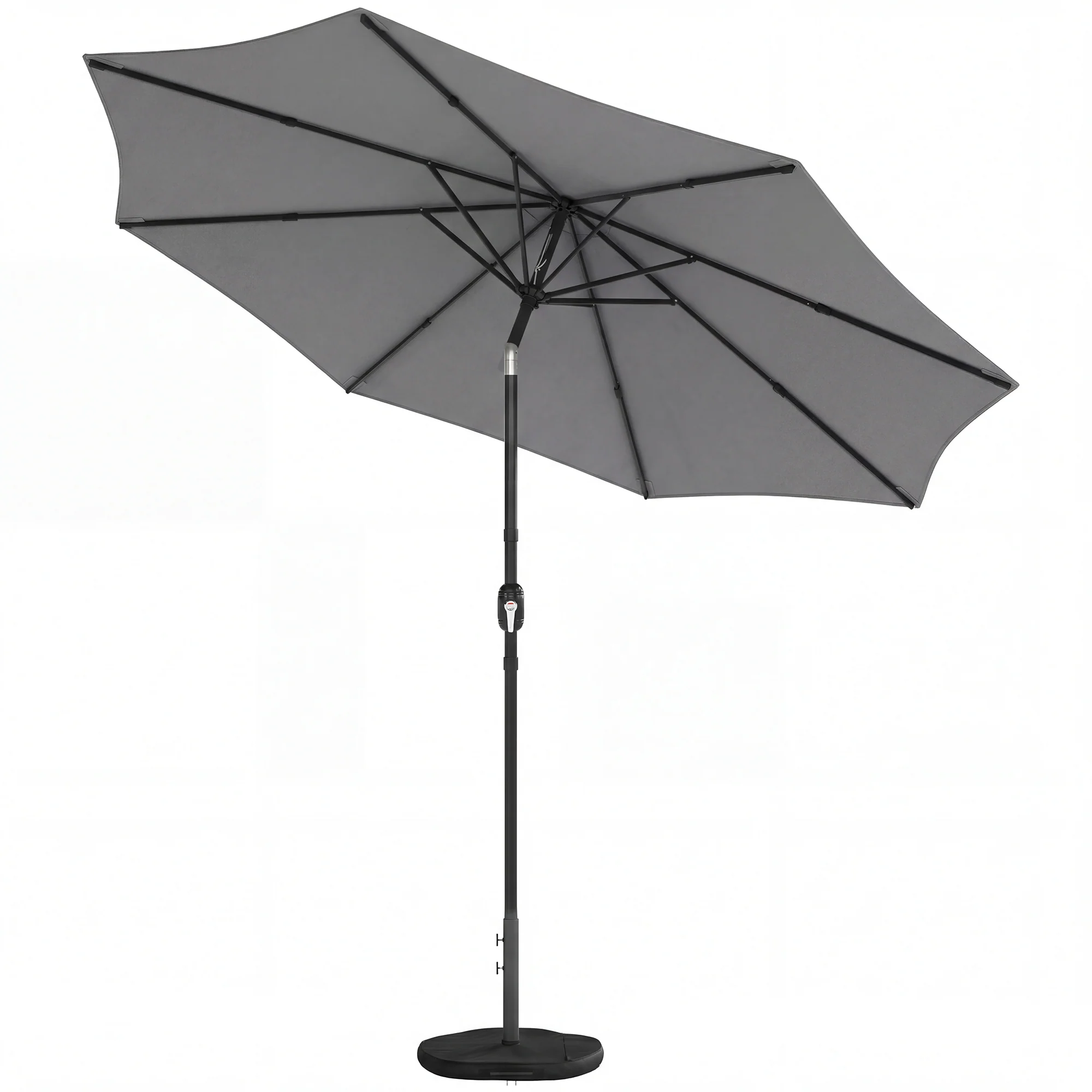 2.7 m Garden Parasol with Cross Base, Sandbag and Tilt, Light Grey