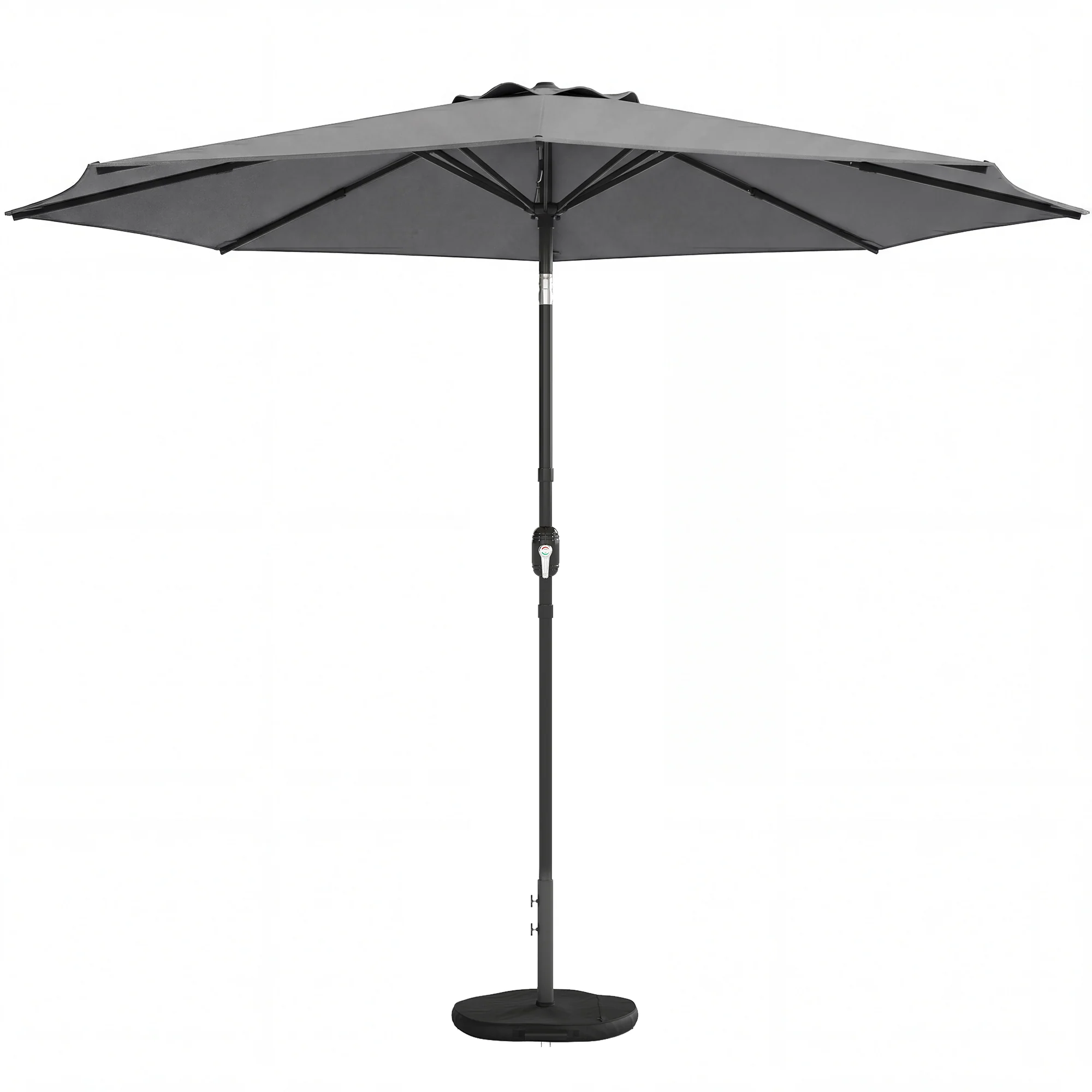 2.7 m Garden Parasol with Cross Base, Sandbag and Tilt, Light Grey - Image 2