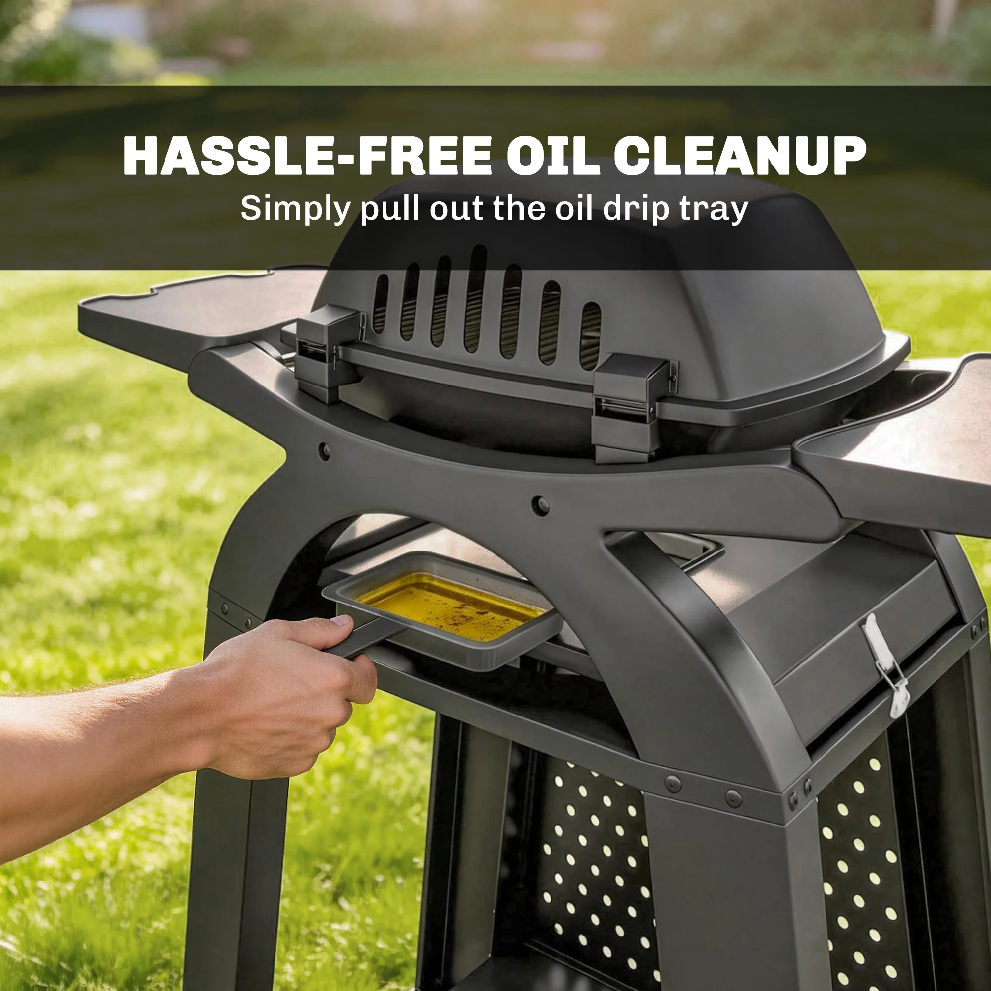 2 Burner Gas Grill with Wheels, Side Tables and Cast Iron Grates, Black - Image 10