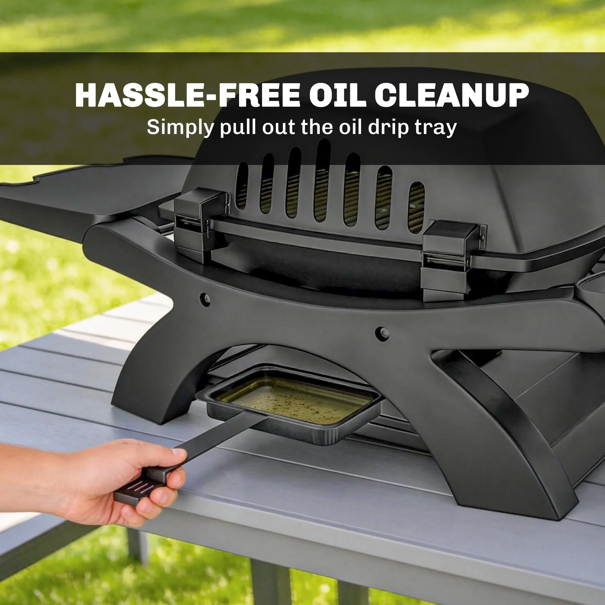 2 Burner Gas Grill with 2 Side Tables and Cast Iron Grates, Black - Image 9