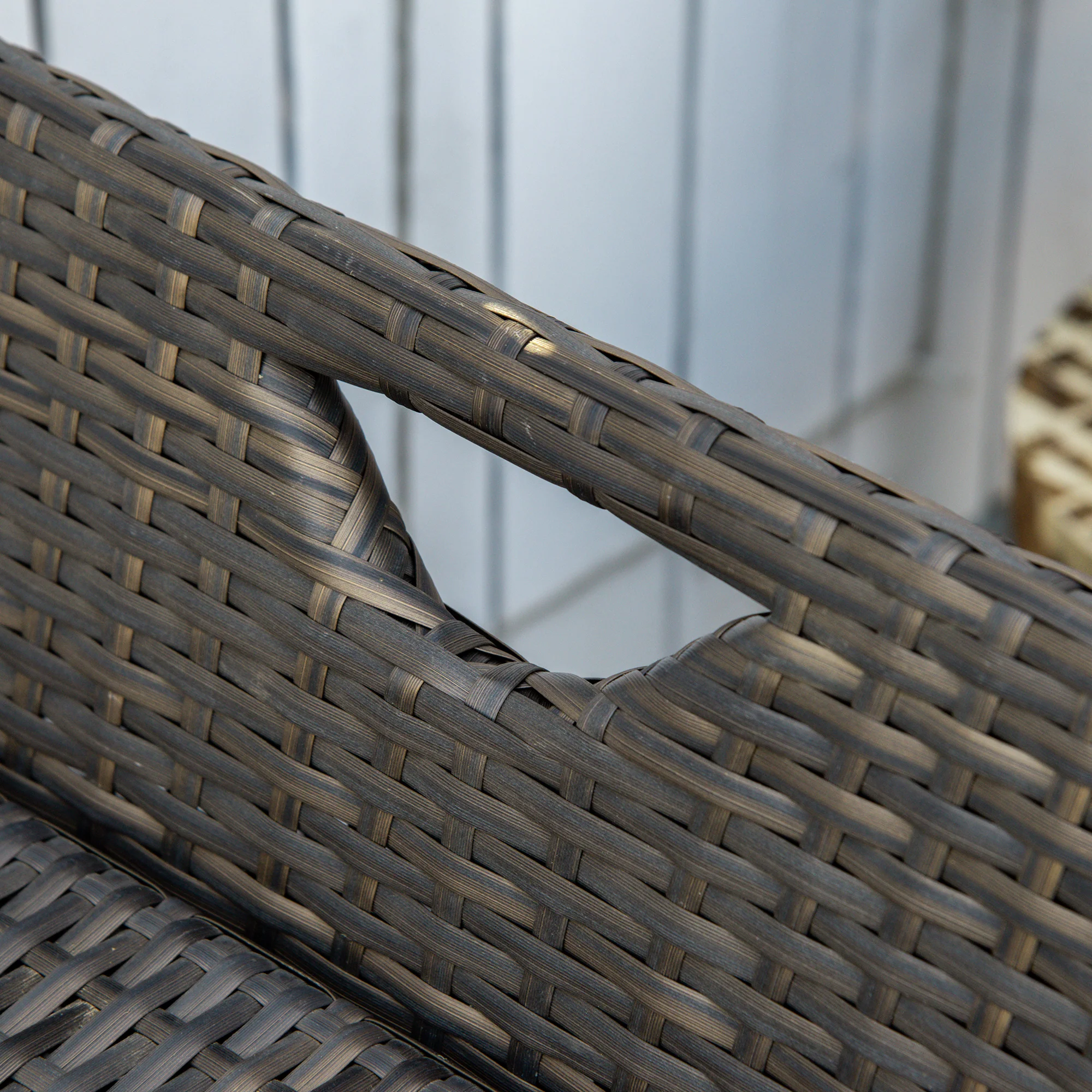 2-In-1 PE Rattan Storage Bench, 29 Gallon Wicker Basket Box w/ Handles & Cushion, Cream - Image 10