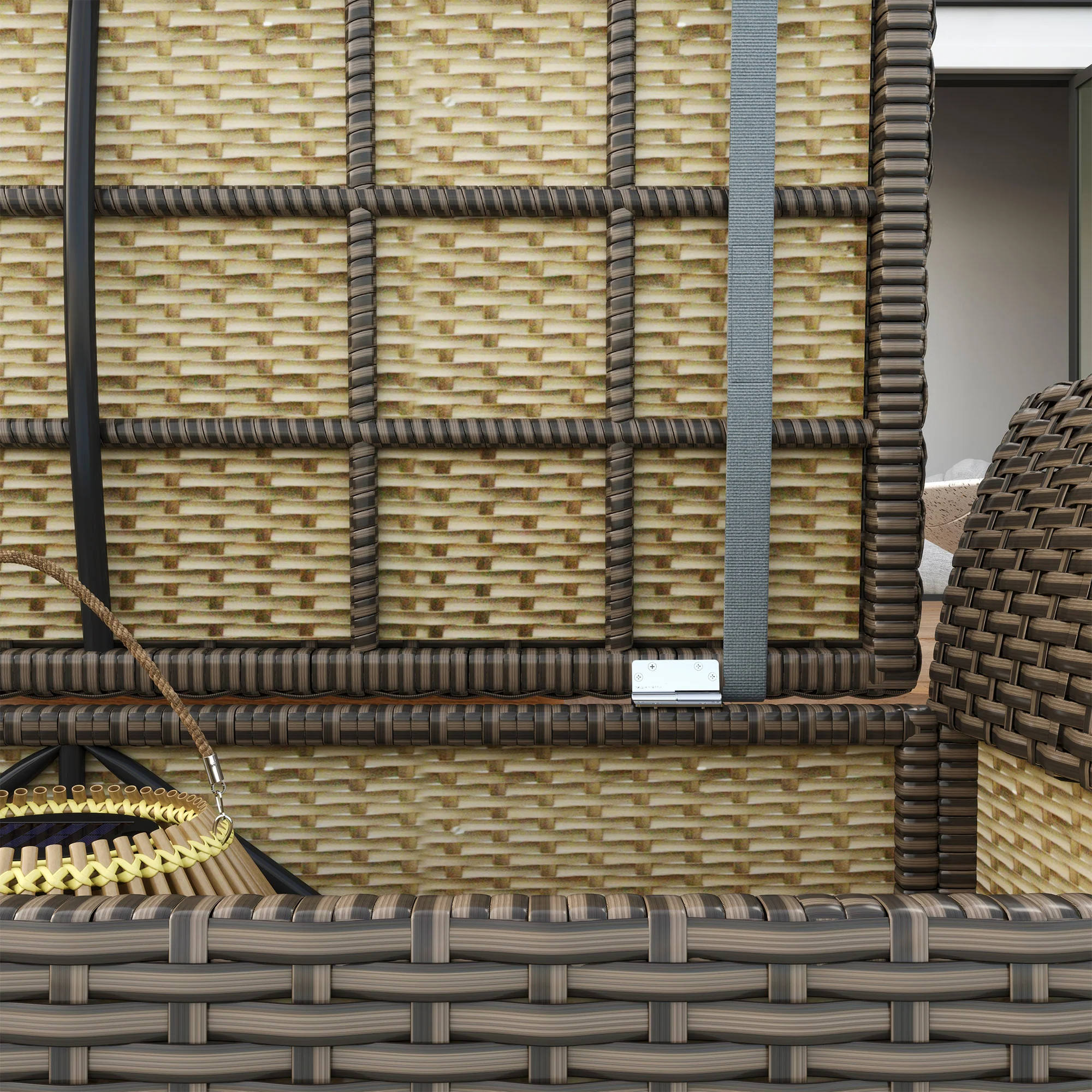 2-In-1 PE Rattan Storage Bench, 29 Gallon Wicker Basket Box w/ Handles & Cushion, Dark Grey - Image 11