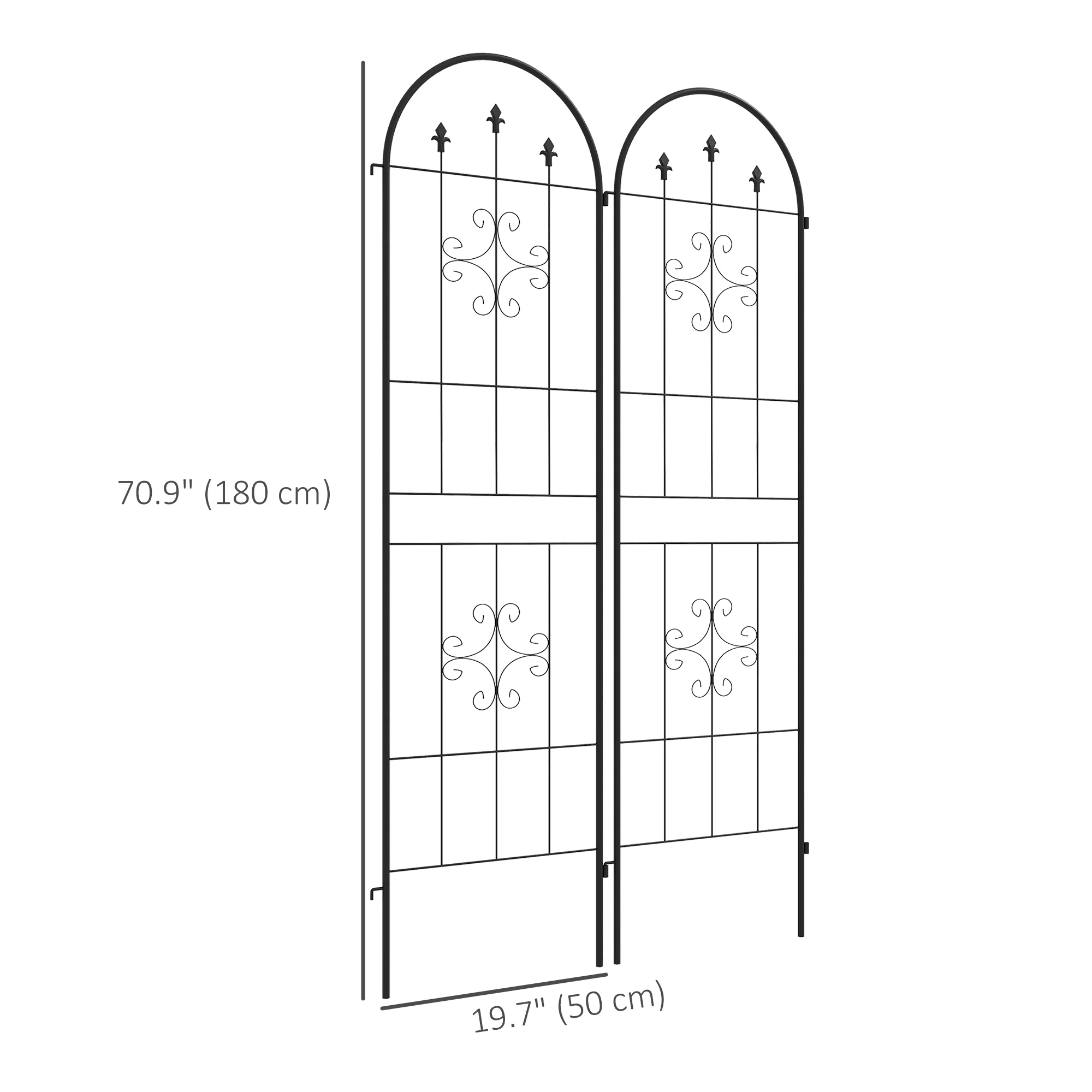 2-Pack 20" x 71" Metal Garden Trellis with Arrow Design - Image 5