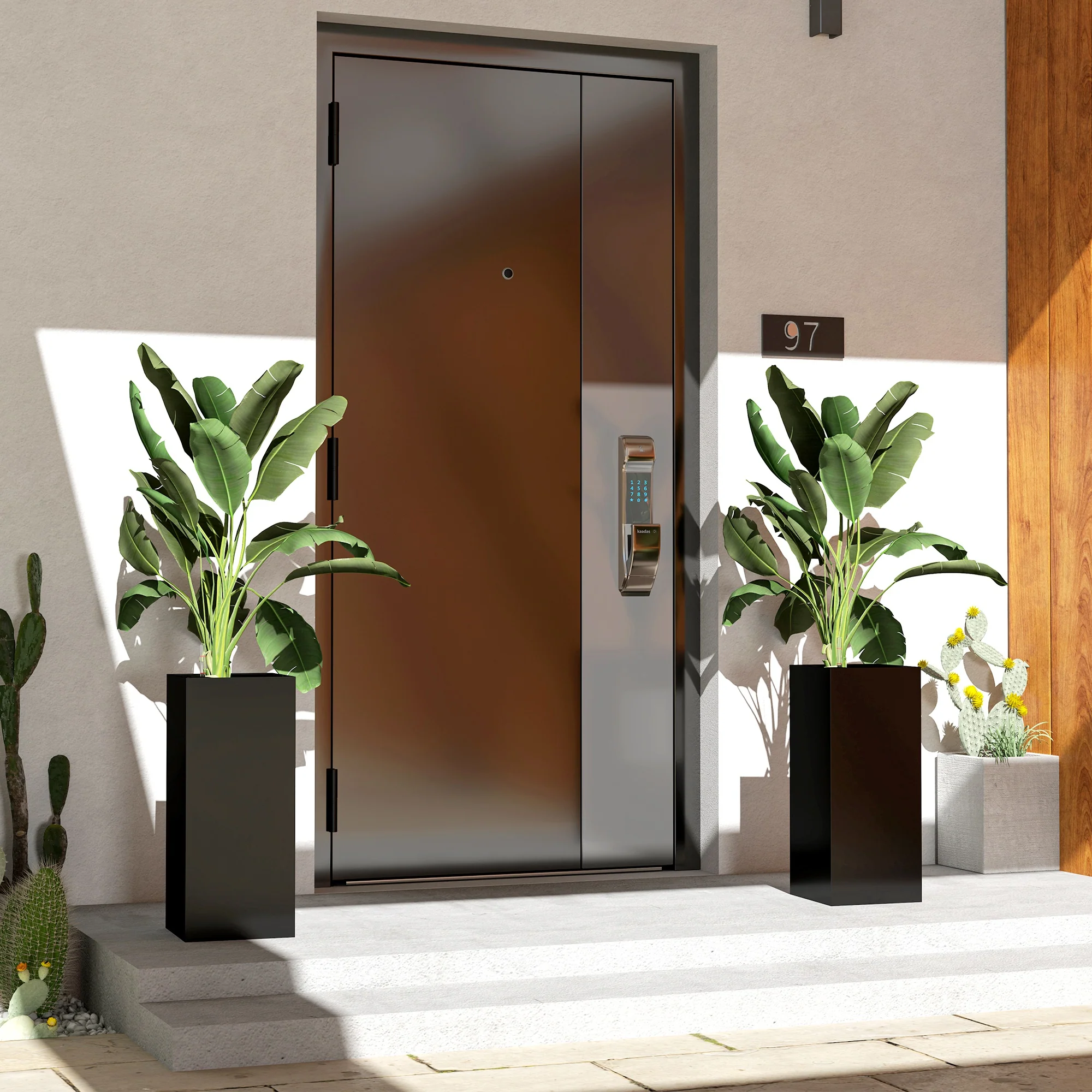 26" Plastic Planter Box 2-Pack with Water Level Indicator, Drainage Hole and Plug, Black - Image 3
