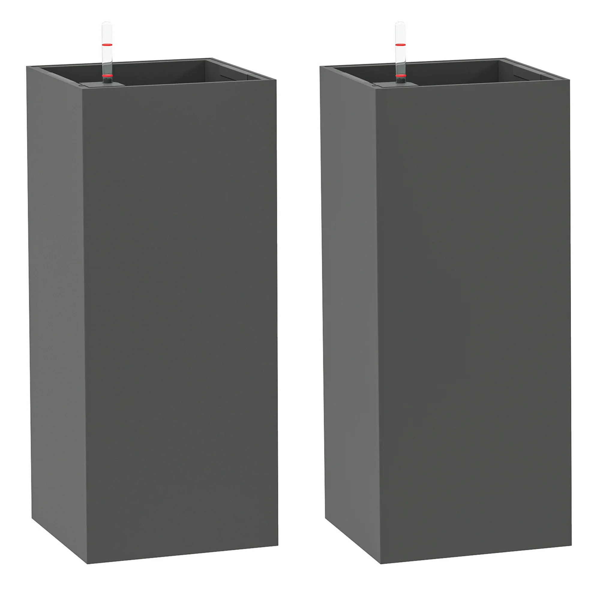 26" Plastic Planter Box 2-Pack with Water Level Indicator, Drainage Hole and Plug, Dark Grey - Image 12
