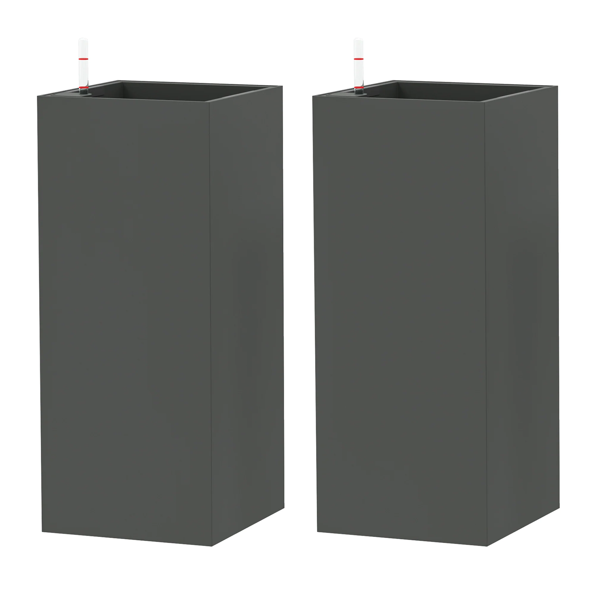 26" Plastic Planter Box 2-Pack with Water Level Indicator, Drainage Hole and Plug, Dark Grey - Image 2