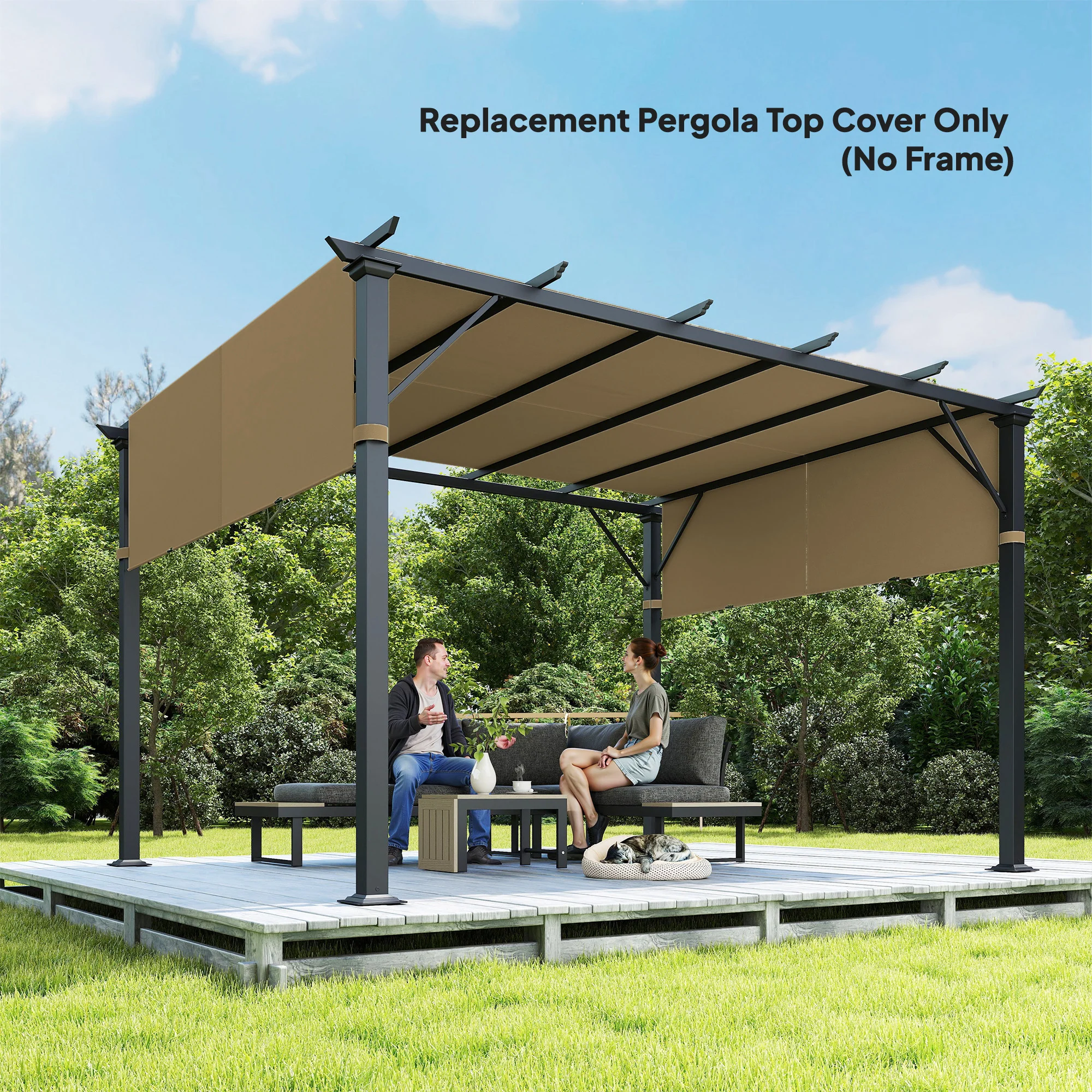 2 Pcs 16 x 4ft Pergola Canopy Replacement Cover for 10 x 10ft Pergola, Sand - Image 10