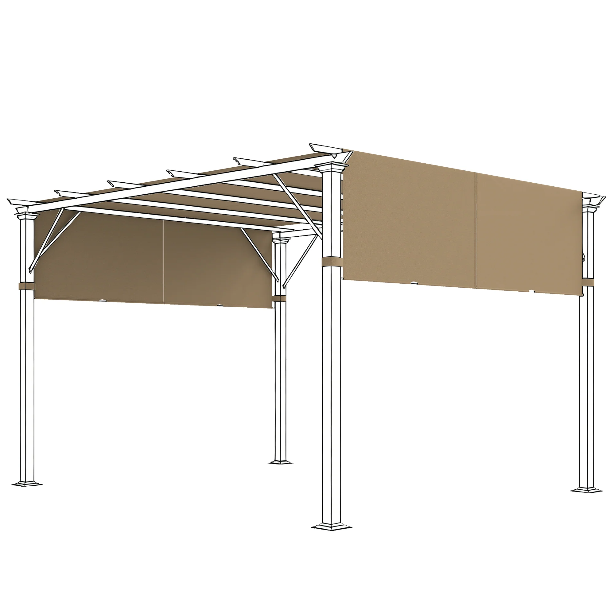 2 Pcs 16 x 4ft Pergola Canopy Replacement Cover for 10 x 10ft Pergola, Sand - Image 2