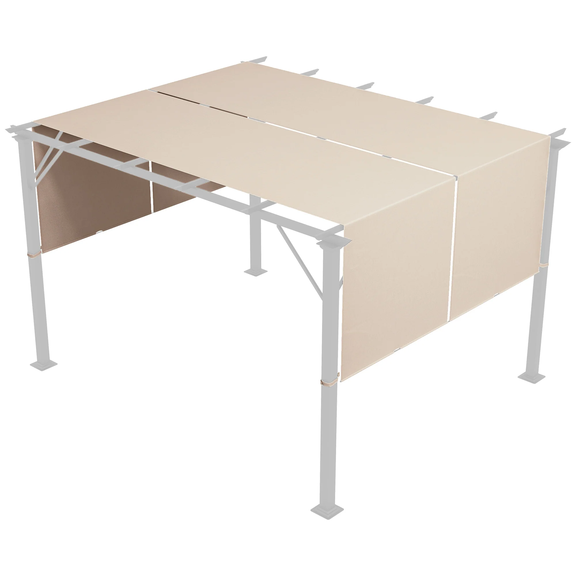 2-Pack 16' x 4' UV-Blocking Pergola Shade Covers, for 10 x 10ft Pergola, Khaki