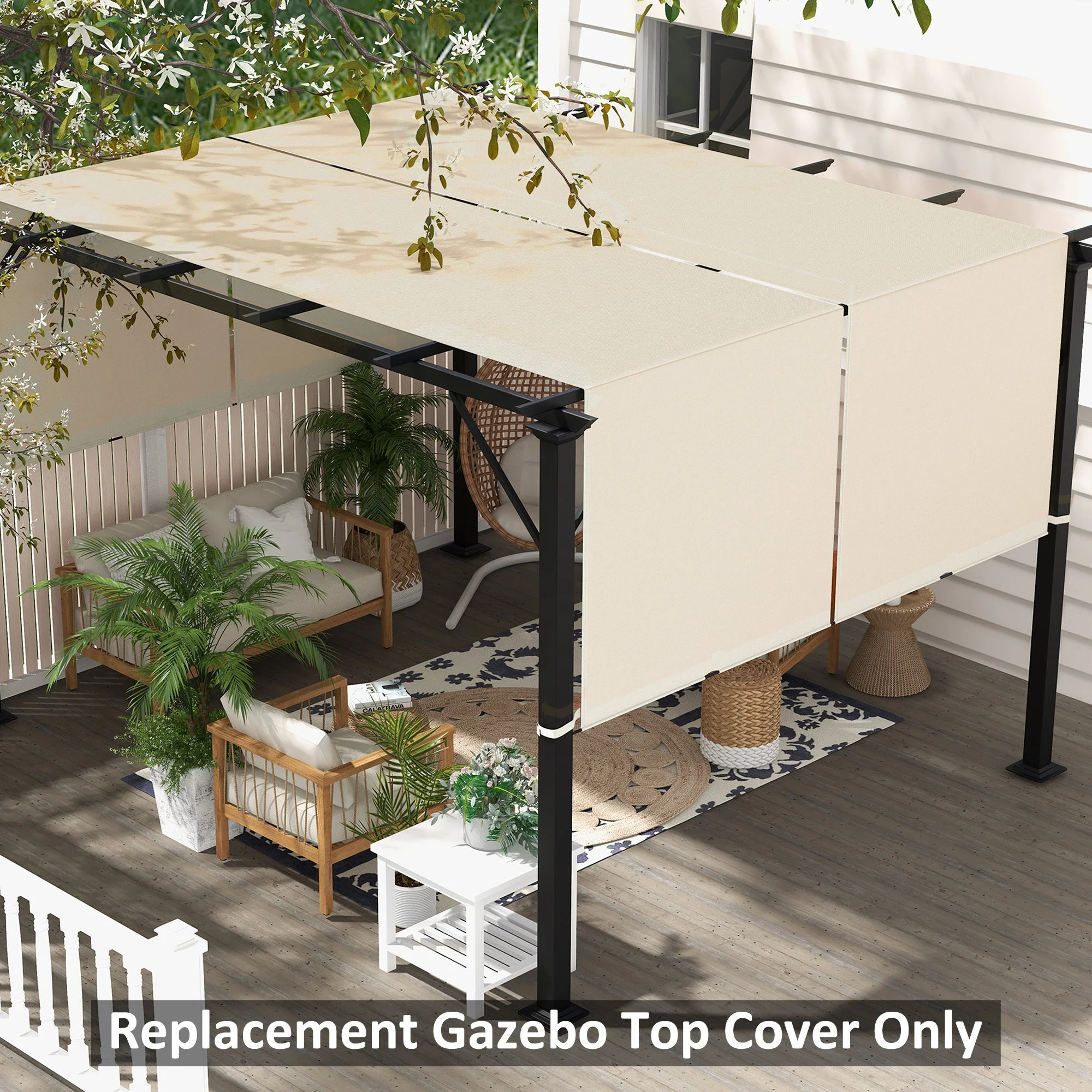 2-Pack 16' x 4' UV-Blocking Pergola Shade Covers, for 10 x 10ft Pergola, Khaki - Image 4